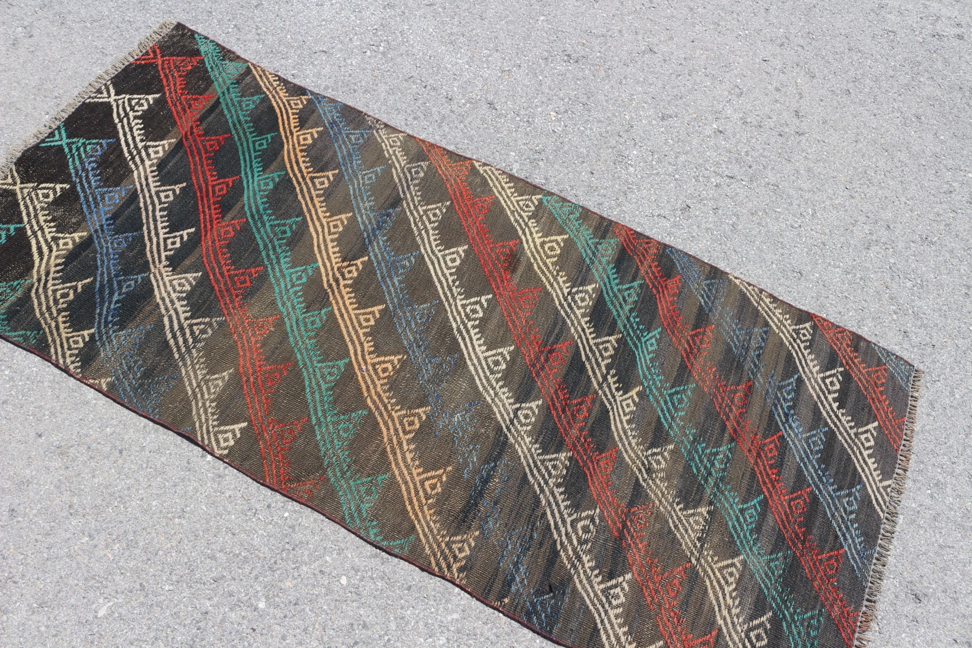 Türk Halısı, Boho Halısı, 2.6x5.8 ft Accent Halısı, Kilim, Mutfak Halısı, Vintage Halı, Kahverengi Zemin Halısı, Giriş Halısı, Çocuk Odası Halıları