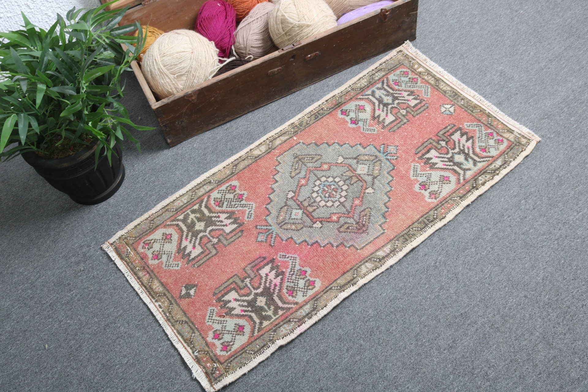 Neutral Rug, Wall Hanging Rug, Bathroom Rug, Red Floor Rugs, Rugs for Bedroom, 1.5x3 ft Small Rug, Vintage Rug, Turkish Rug, Handwoven Rug