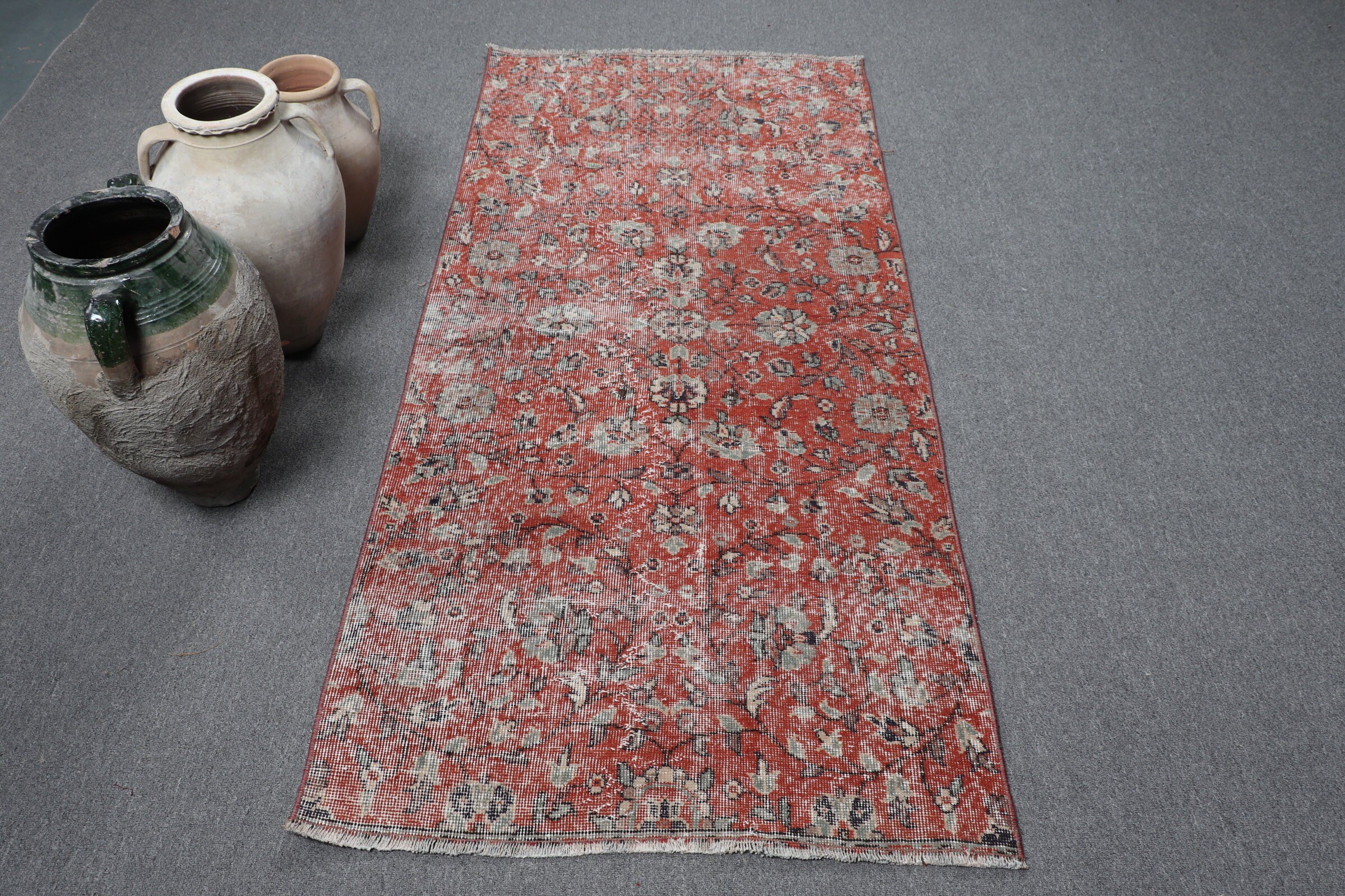 Vintage Rug, Red Wool Rug, Cute Rug, Office Rugs, Rugs for Bedroom, Kitchen Rug, Turkish Rug, 3x6.5 ft Accent Rugs, Old Rug, Bedroom Rugs