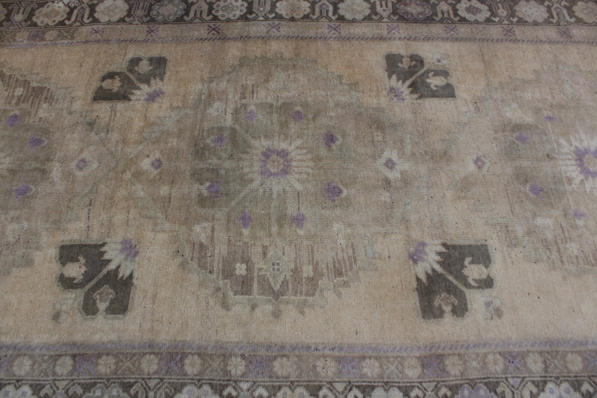 Vintage Halılar, Yurt Halısı, Oushak Halıları, Bej 4,9x11,6 ft Büyük Halılar, Türk Halısı, Yatak Odası Halısı, Oryantal Halı, Oturma Odası Halıları