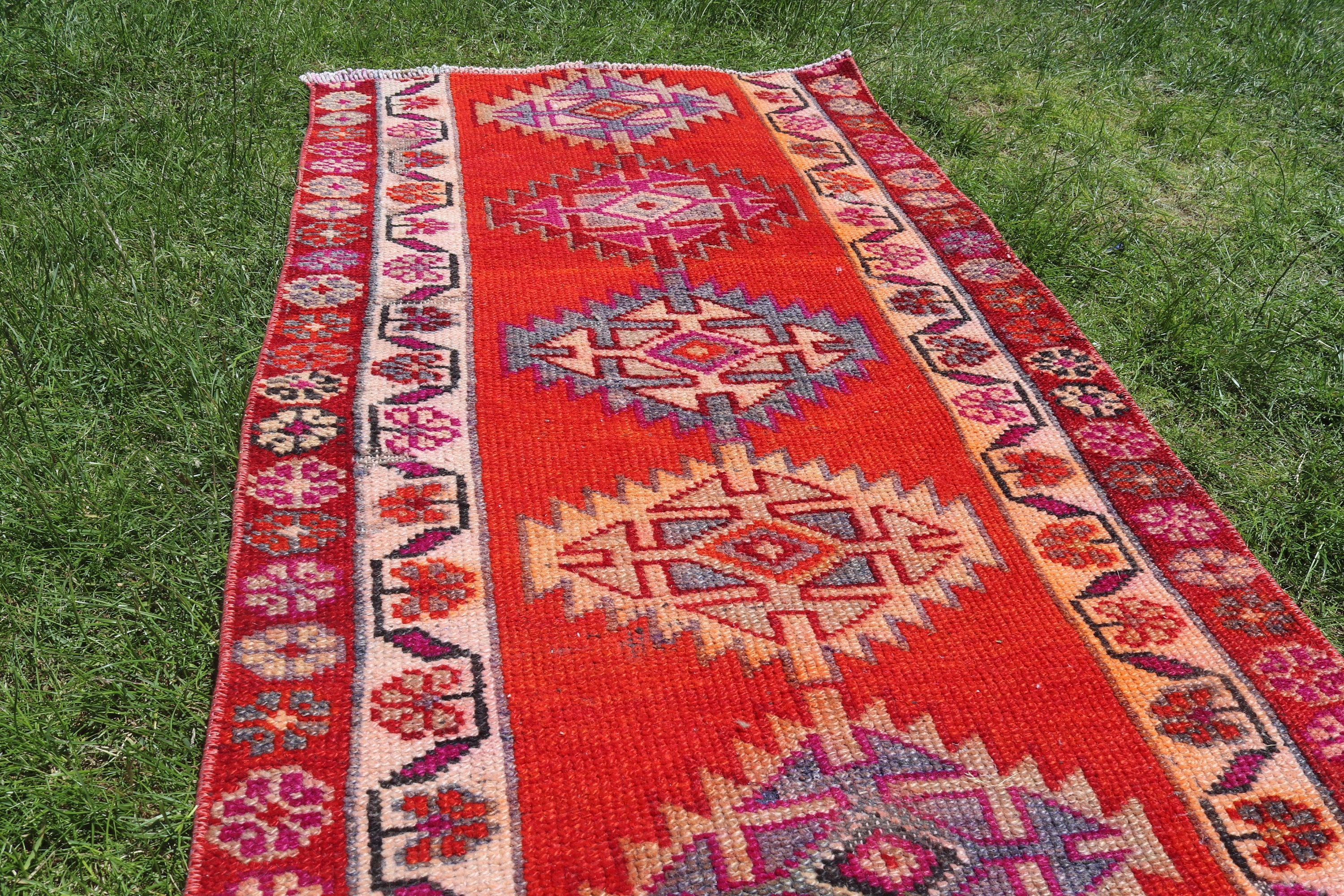 Nursery Rugs, Bedroom Rug, Turkish Rugs, Home Decor Rugs, Red Handwoven Rugs, Vintage Rugs, Boho Rug, 2.5x4.4 ft Small Rugs, Bathroom Rugs