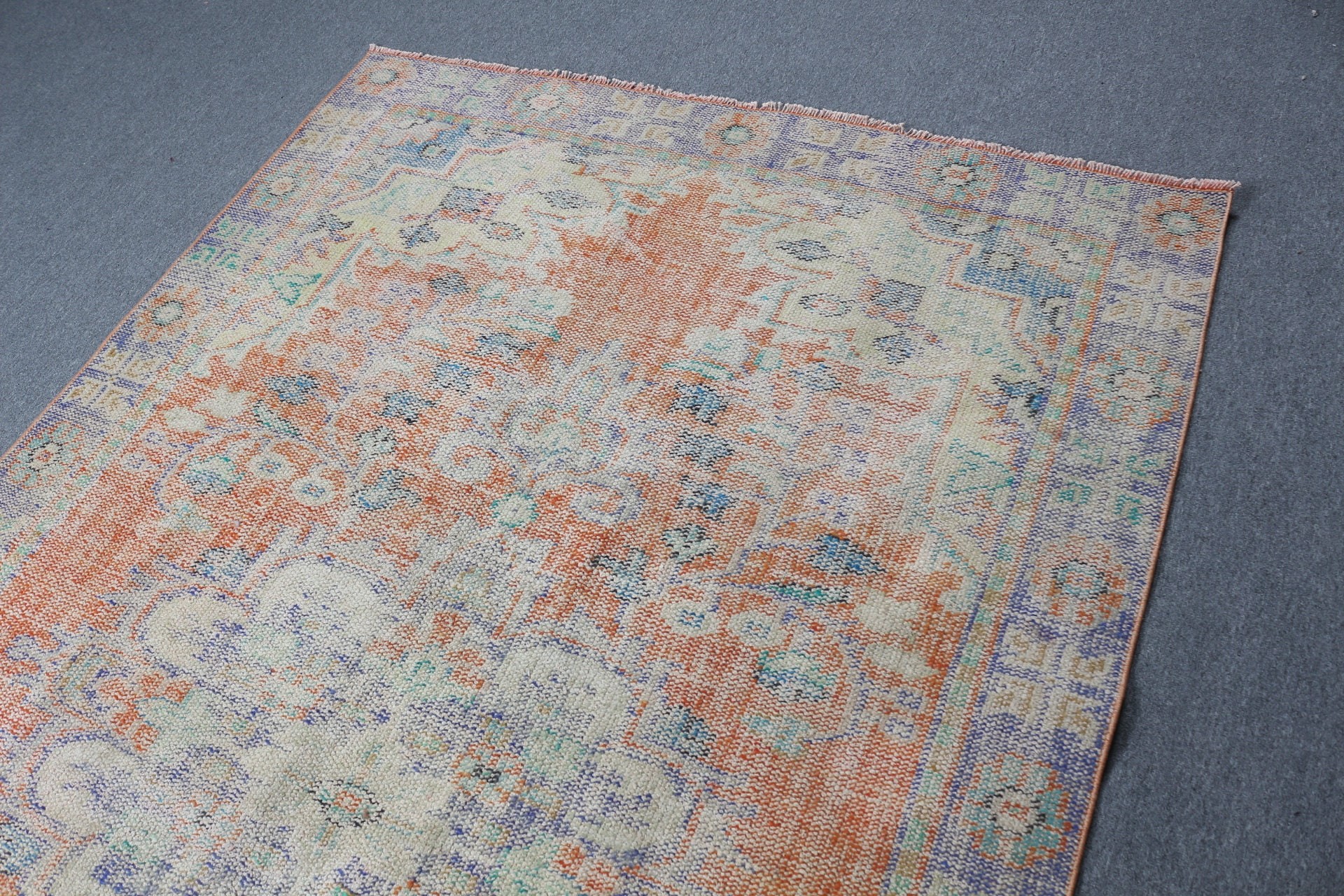 Cool Rug, 5.5x8.9 ft Large Rug, Vintage Rug, Turkish Rug, Floor Rug, Orange Oriental Rugs, Vintage Decor Rugs, Living Room Rugs, Salon Rug