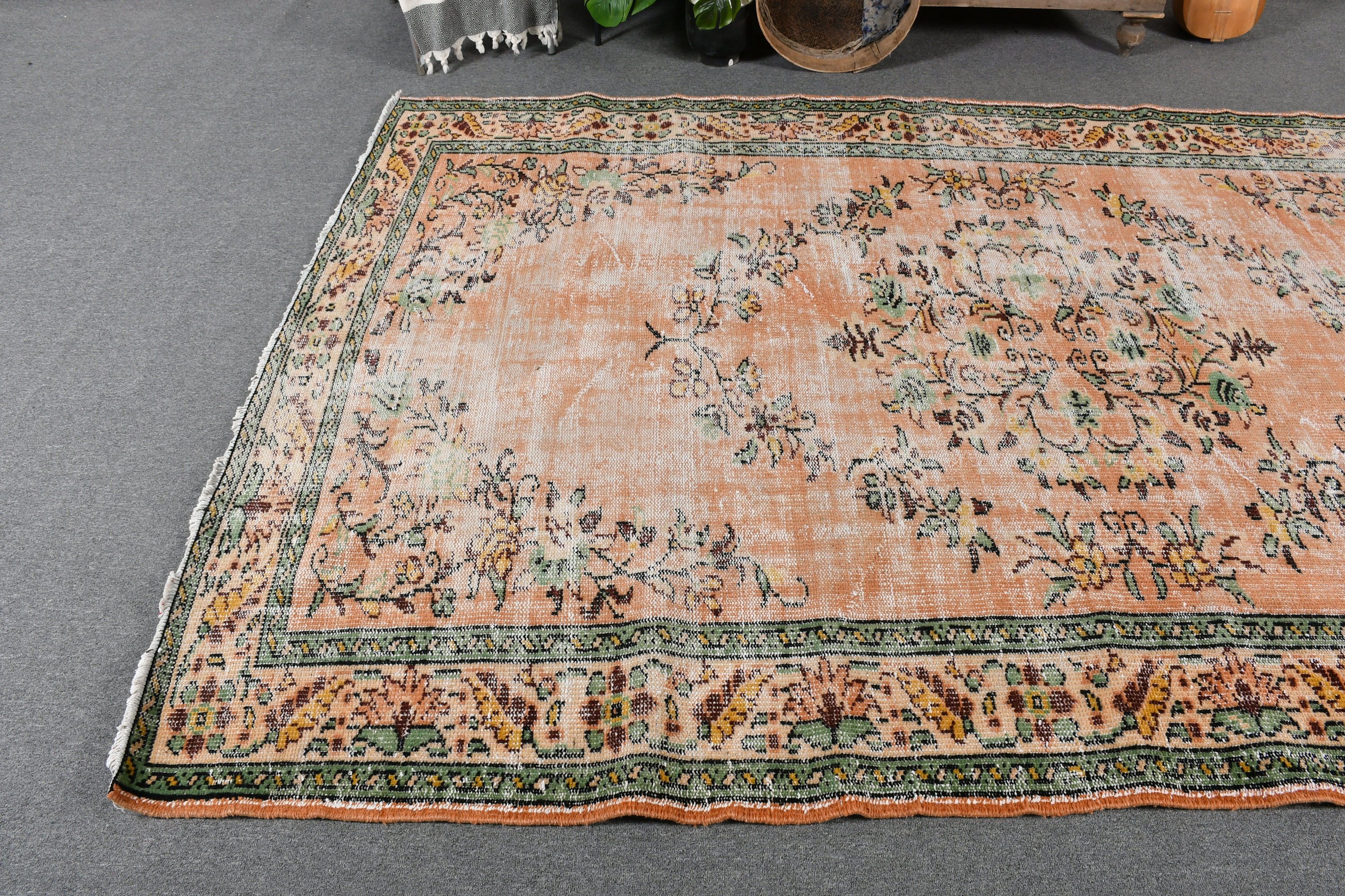 Dining Room Rug, Salon Rugs, Decorative Rug, Wool Rug, Vintage Rug, Cool Rug, Orange  5.8x9.2 ft Large Rugs, Turkish Rug