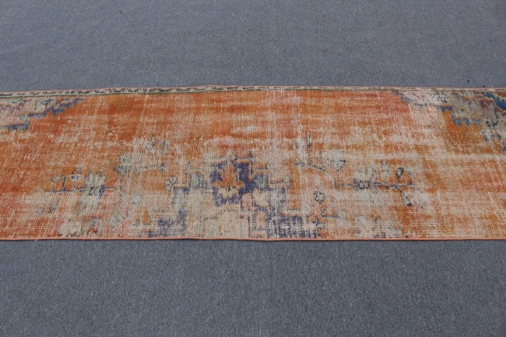 Turkish Rug, Kitchen Rug, Oriental Rug, Hallway Rug, Rugs for Runner, Muted Rug, Orange  2.5x8.5 ft Runner Rug, Vintage Rugs