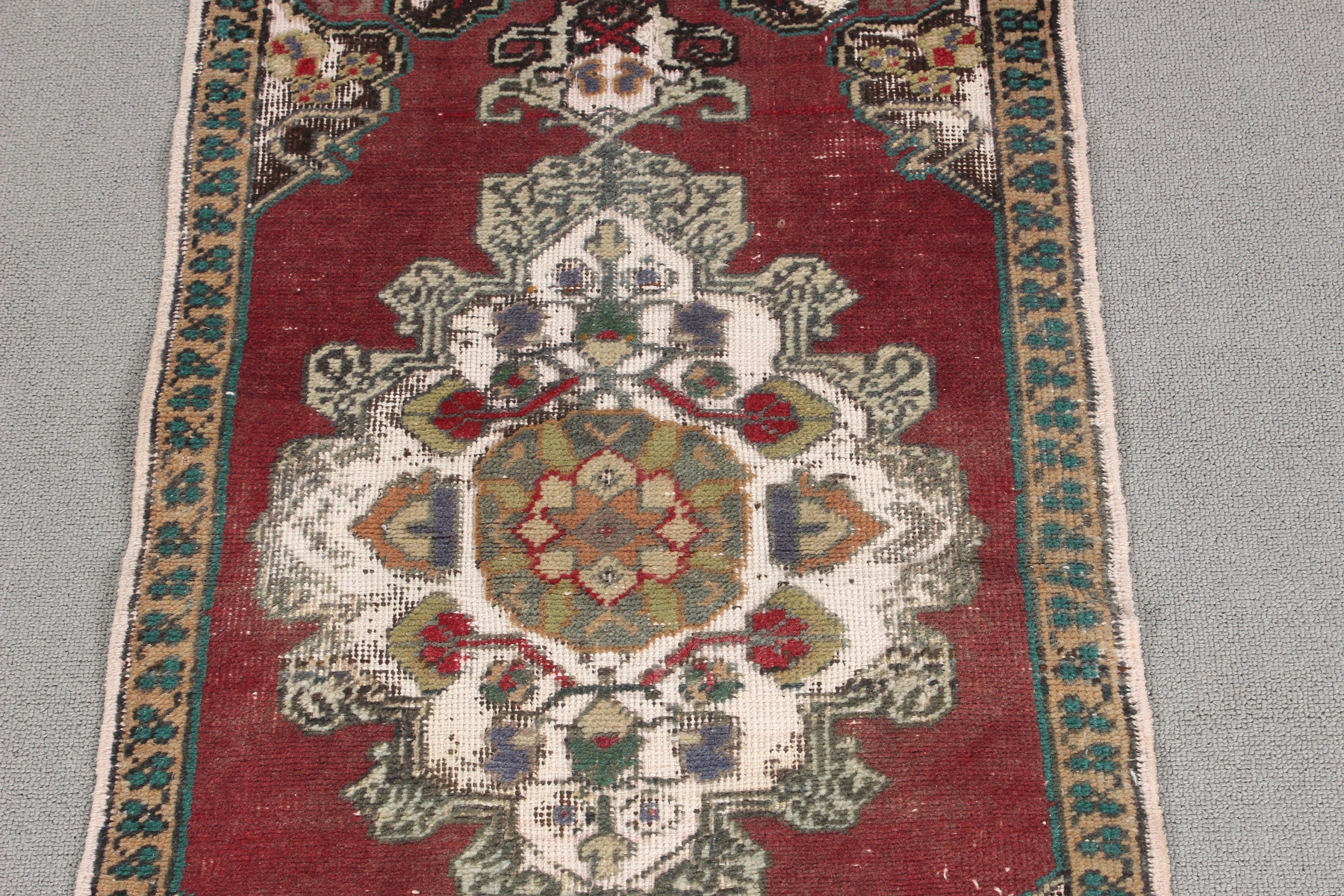 Kapı Paspası Halıları, Yer Halıları, Boho Halıları, Vintage Halılar, Türk Halıları, Küçük Vintage Halılar, 1.7x2.8 ft Küçük Halılar, Antika Halı, Yeşil Nötr Halı