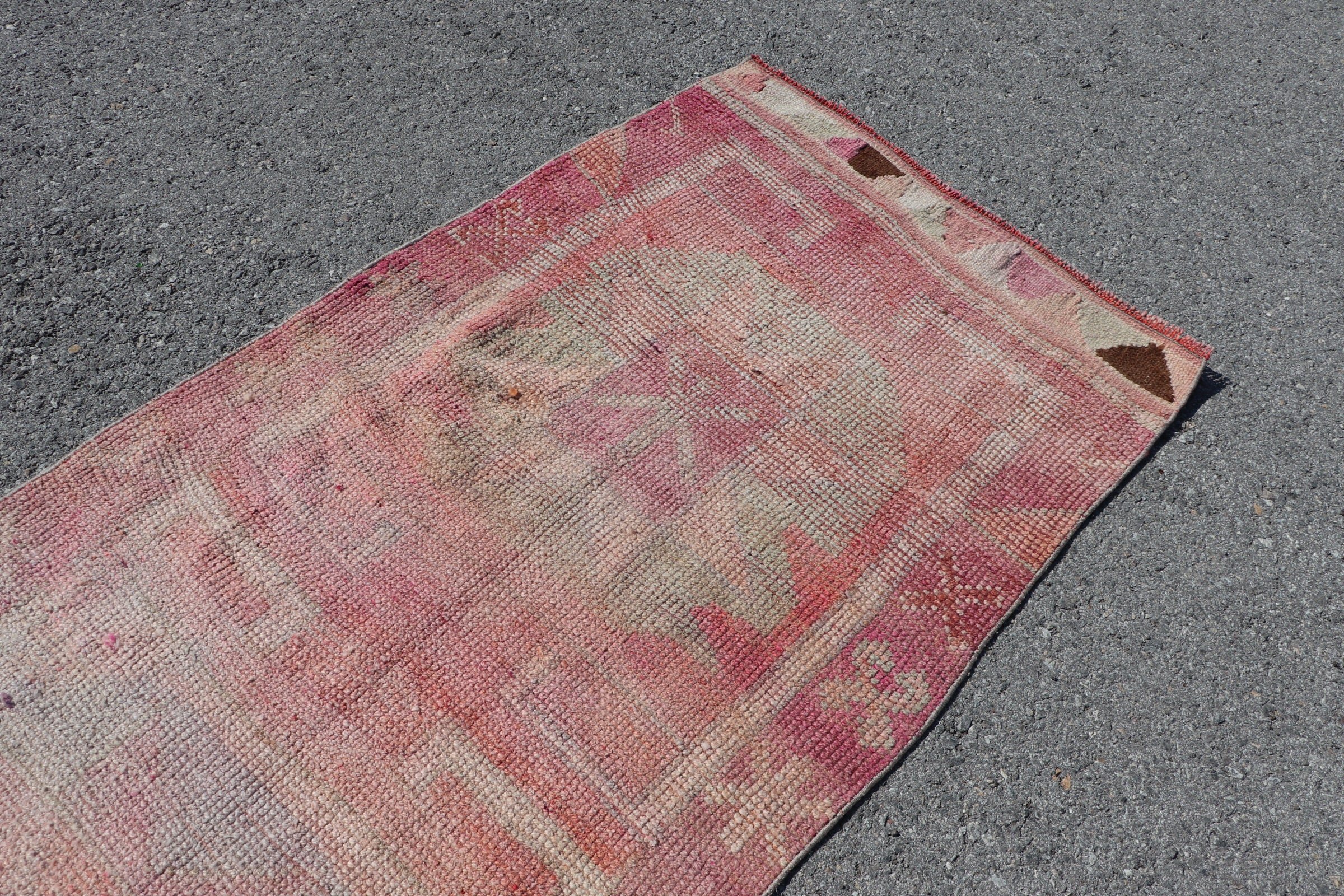 Pink Oriental Rug, Corridor Rug, Bedroom Rugs, Turkish Rug, Vintage Rug, Kitchen Rugs, 3.1x9.8 ft Runner Rug, Bright Rug