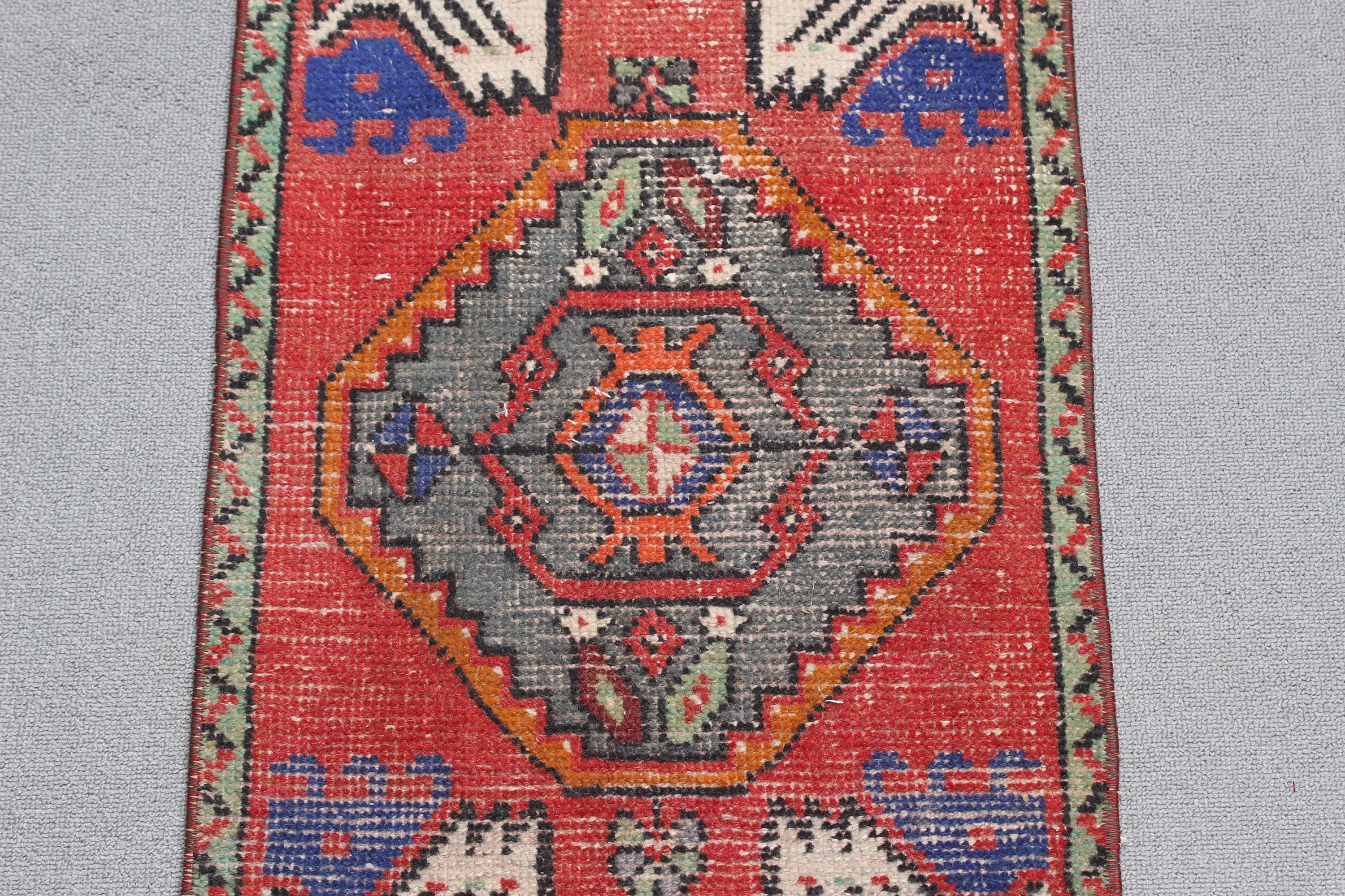 Home Decor Rugs, Turkish Rug, Small Vintage Rugs, Red  1.5x2.8 ft Small Rugs, Vintage Rug, Bedroom Rugs, Entry Rugs