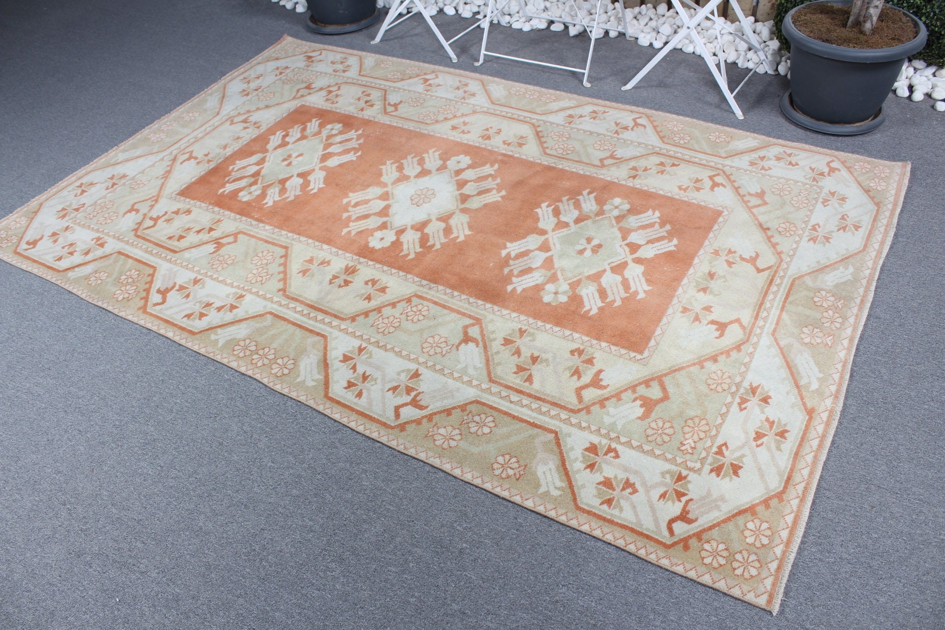 Beige Moroccan Rugs, Vintage Rugs, Boho Rug, Turkish Rug, Salon Rugs, Antique Rug, Home Decor Rug, Bedroom Rug, 5.1x7.9 ft Large Rugs