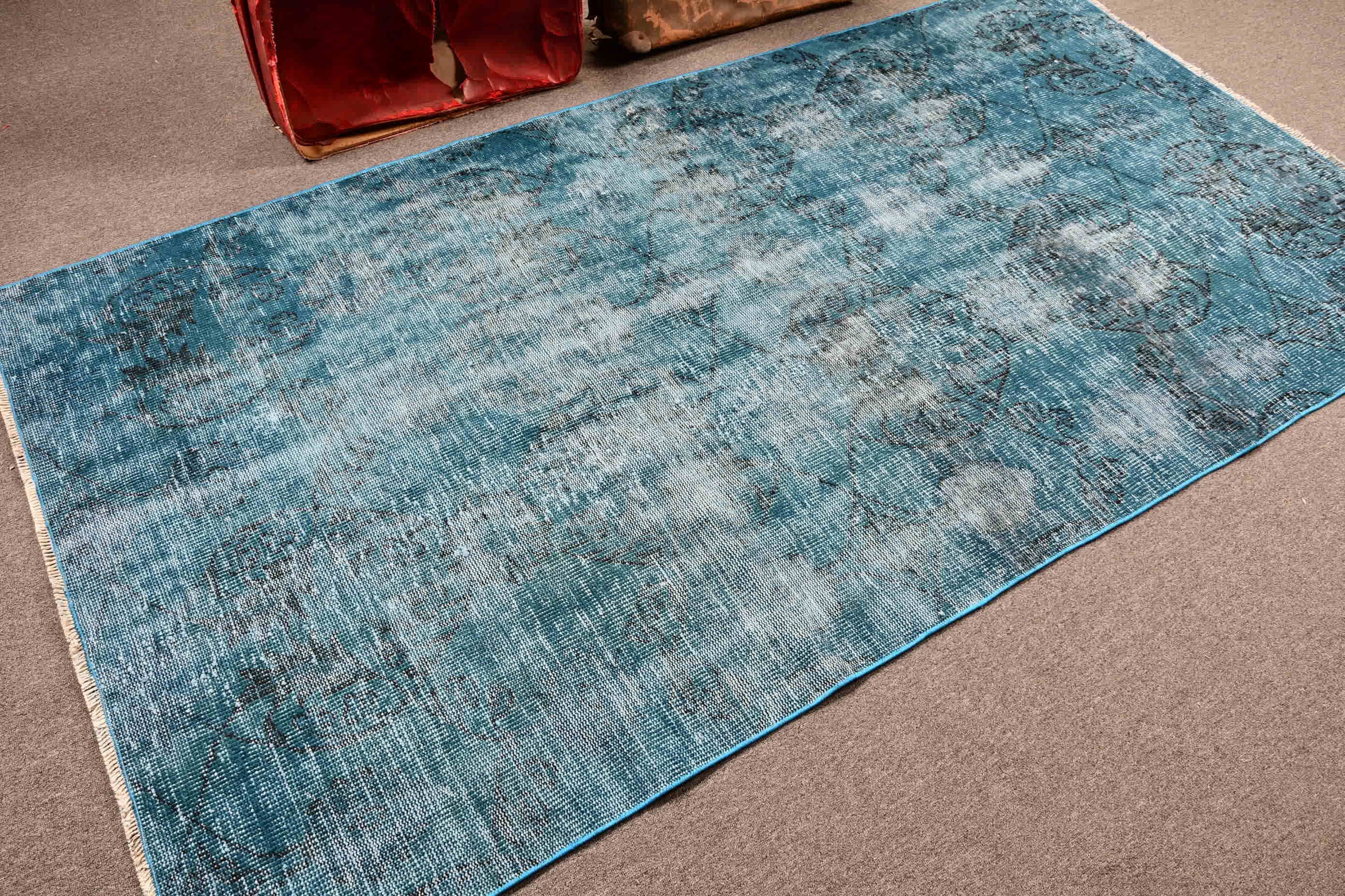 Rugs for Kitchen, Vintage Rugs, 4.5x5.1 ft Accent Rugs, Vintage Accent Rug Rugs, Turkish Rug, Bedroom Rug, Moroccan Rug, Blue Kitchen Rugs