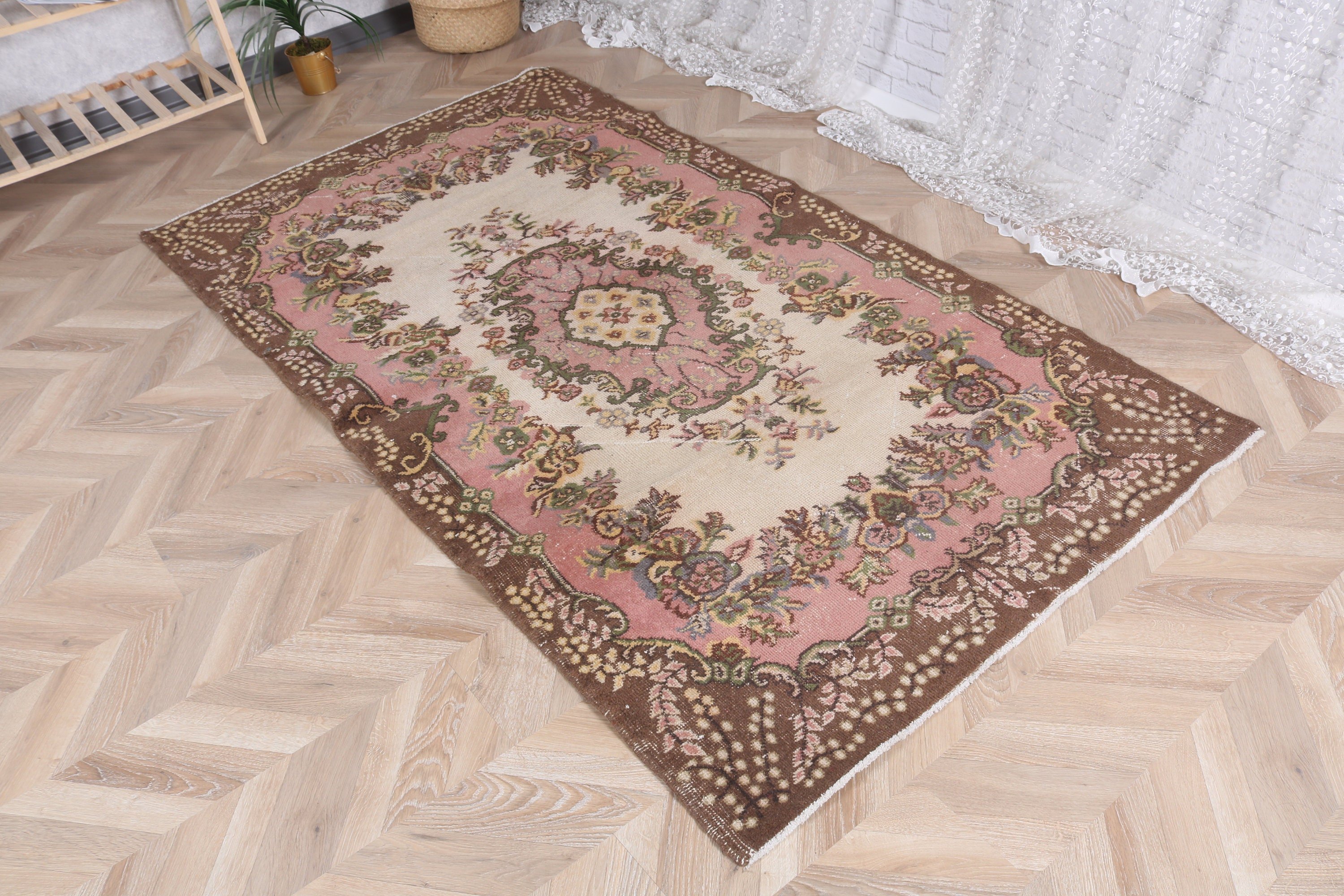 Traditional Rug, 3.8x6.9 ft Area Rugs, Rugs for Area, Floor Rugs, Beige Wool Rugs, Turkish Rug, Home Decor Rugs, Indoor Rug, Vintage Rugs