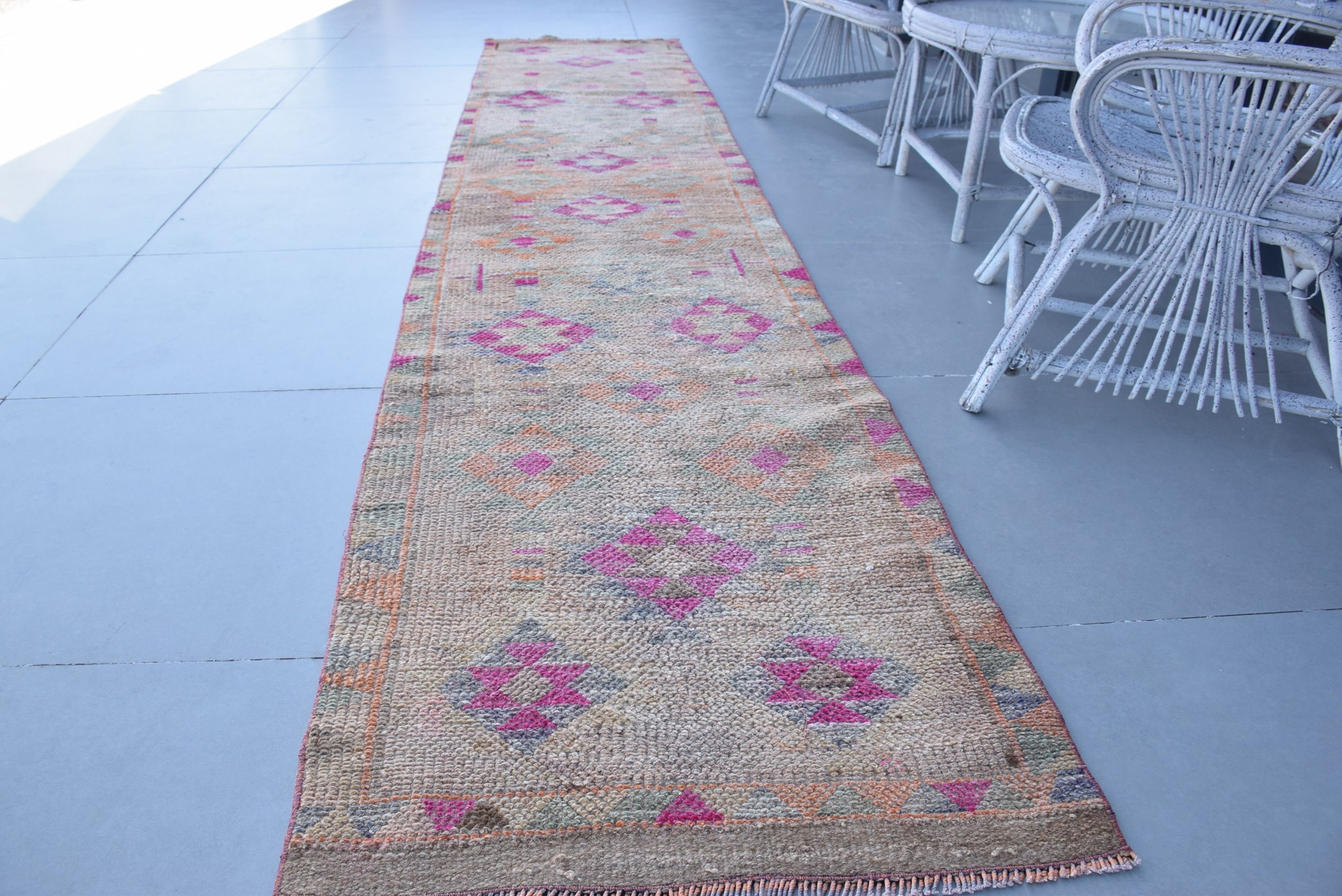 2.5x12.3 ft Runner Rug, Vintage Rugs, Corridor Rug, Art Rug, Anatolian Rugs, Pink Bedroom Rugs, Kitchen Rug, Rugs for Hallway, Turkish Rugs