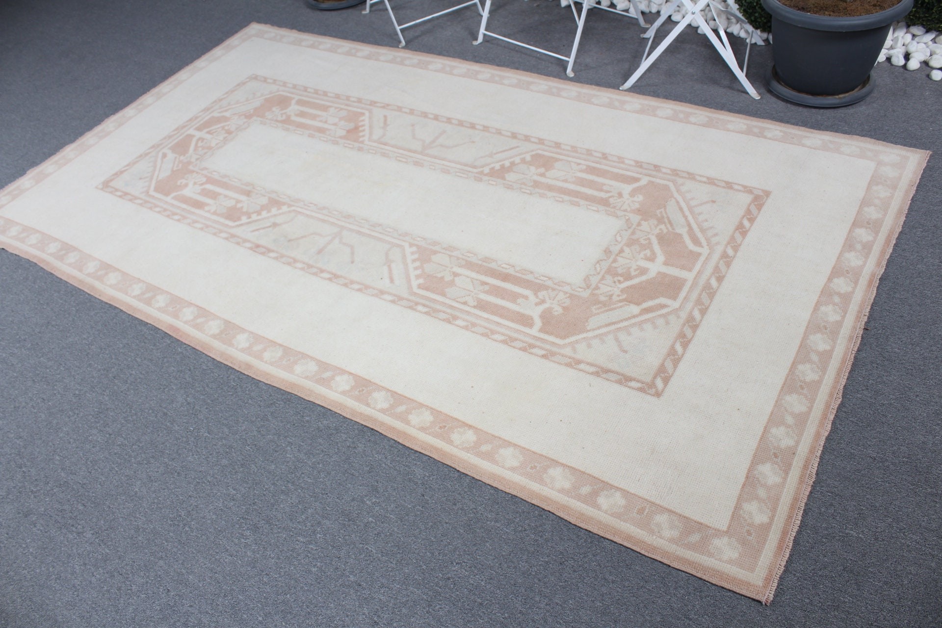 Dining Room Rug, Oushak Rug, Vintage Rugs, Beige Home Decor Rugs, Living Room Rugs, Home Decor Rugs, 4.8x8.6 ft Large Rugs, Turkish Rug