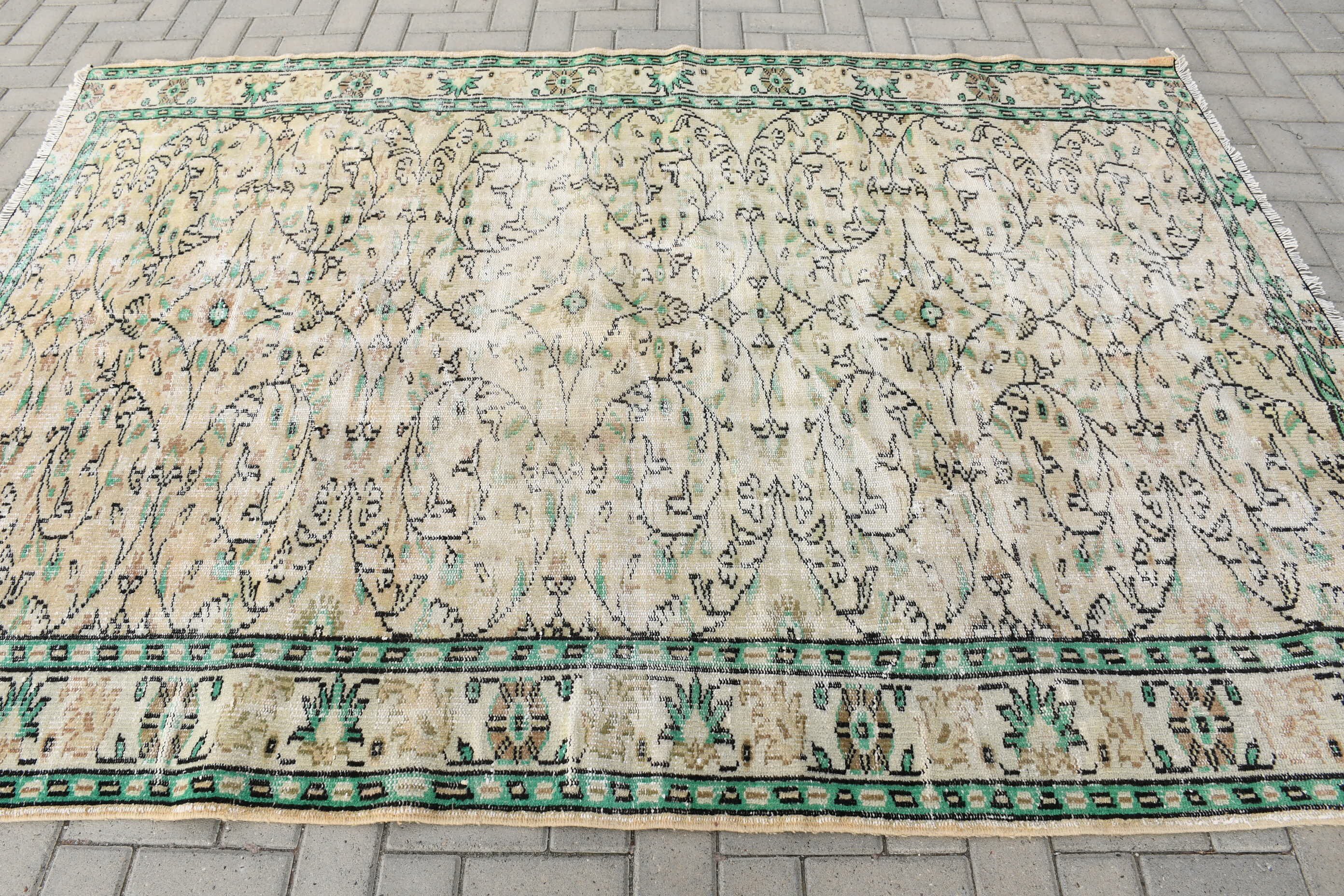 Salon Halı, Yemek odası Halı, Bej Serin Halı, 181x252 cm Salon Halı, Oturma odası Halı, Antik Halı, Nostaljik Halı, Salon Halı