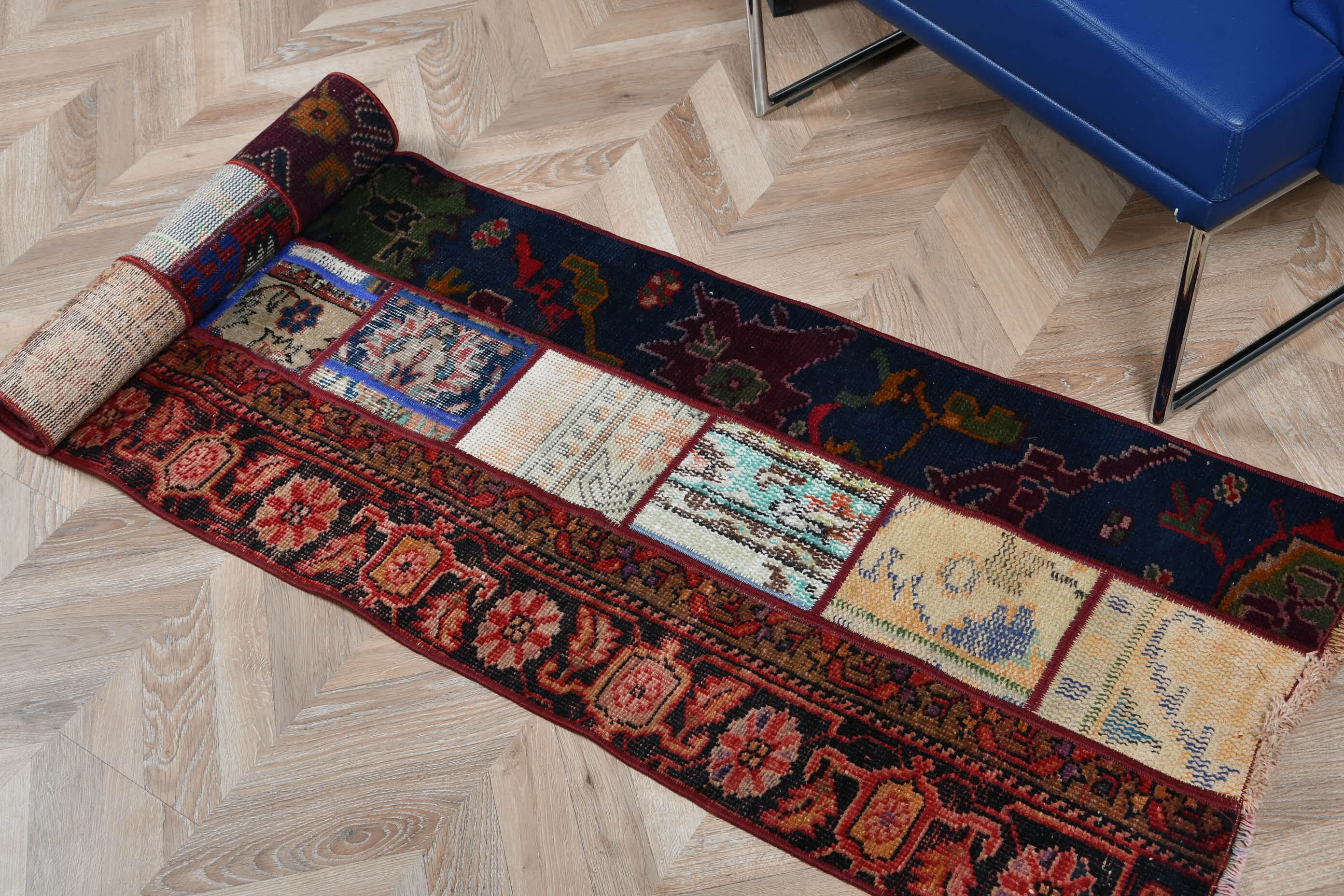 Turkish Rugs, 1.9x8.9 ft Runner Rug, Rugs for Kitchen, Anatolian Rug, Moroccan Rugs, Vintage Rugs, Hallway Rug, Boho Rug, Blue Oriental Rug