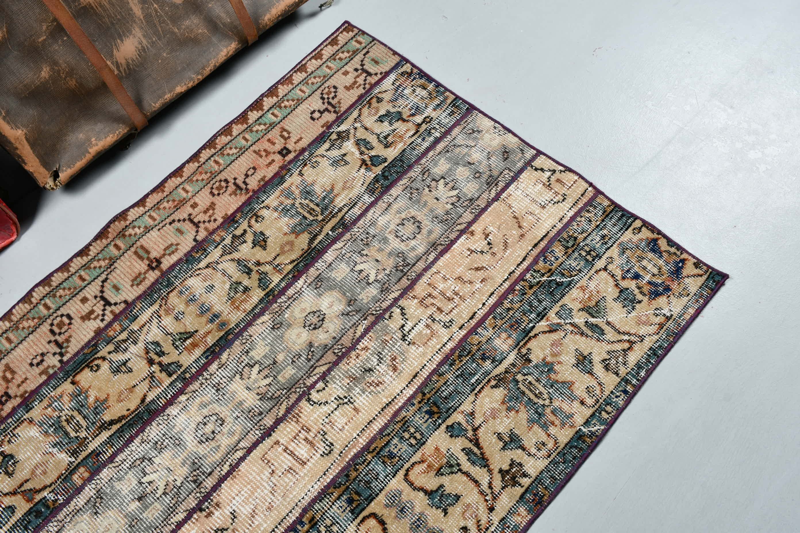 3x4.5 ft Small Rug, Vintage Rug, Beige Floor Rugs, Natural Rug, Kitchen Rug, Rugs for Car Mat, Turkish Rugs, Bedroom Rug, Door Mat Rug