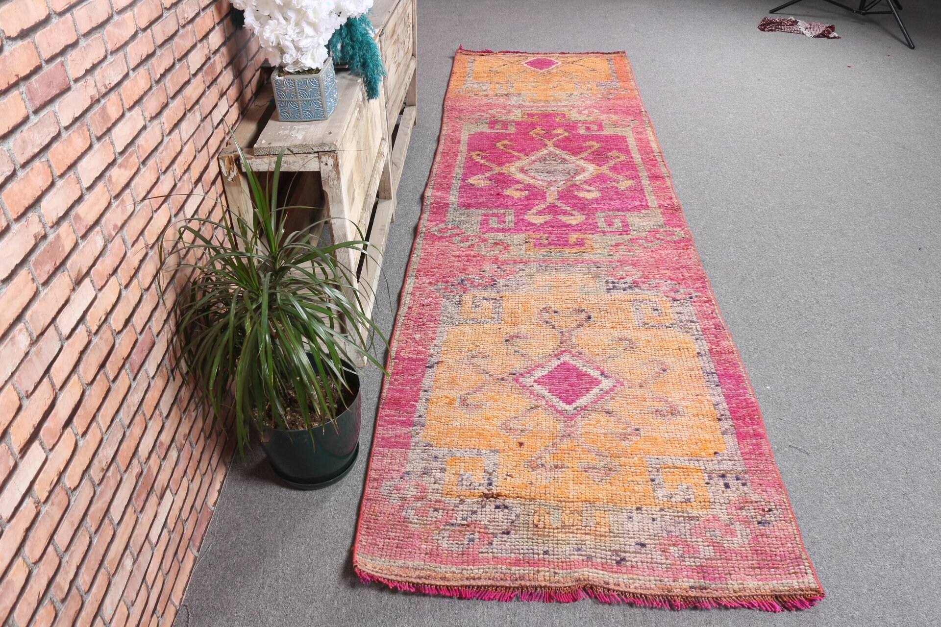 Orange Kitchen Rug, Floor Rugs, Rugs for Corridor, 3x10.4 ft Runner Rug, Turkish Rugs, Stair Rugs, Ethnic Rug, Vintage Rugs