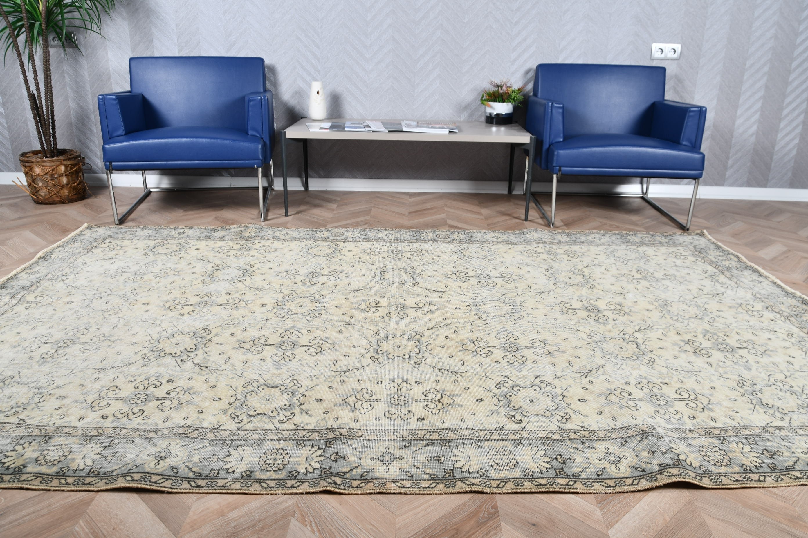 Turkish Rug, Antique Rugs, Office Rug, Vintage Rug, 5.9x8.4 ft Large Rug, Bedroom Rug, Living Room Rugs, Beige Home Decor Rug