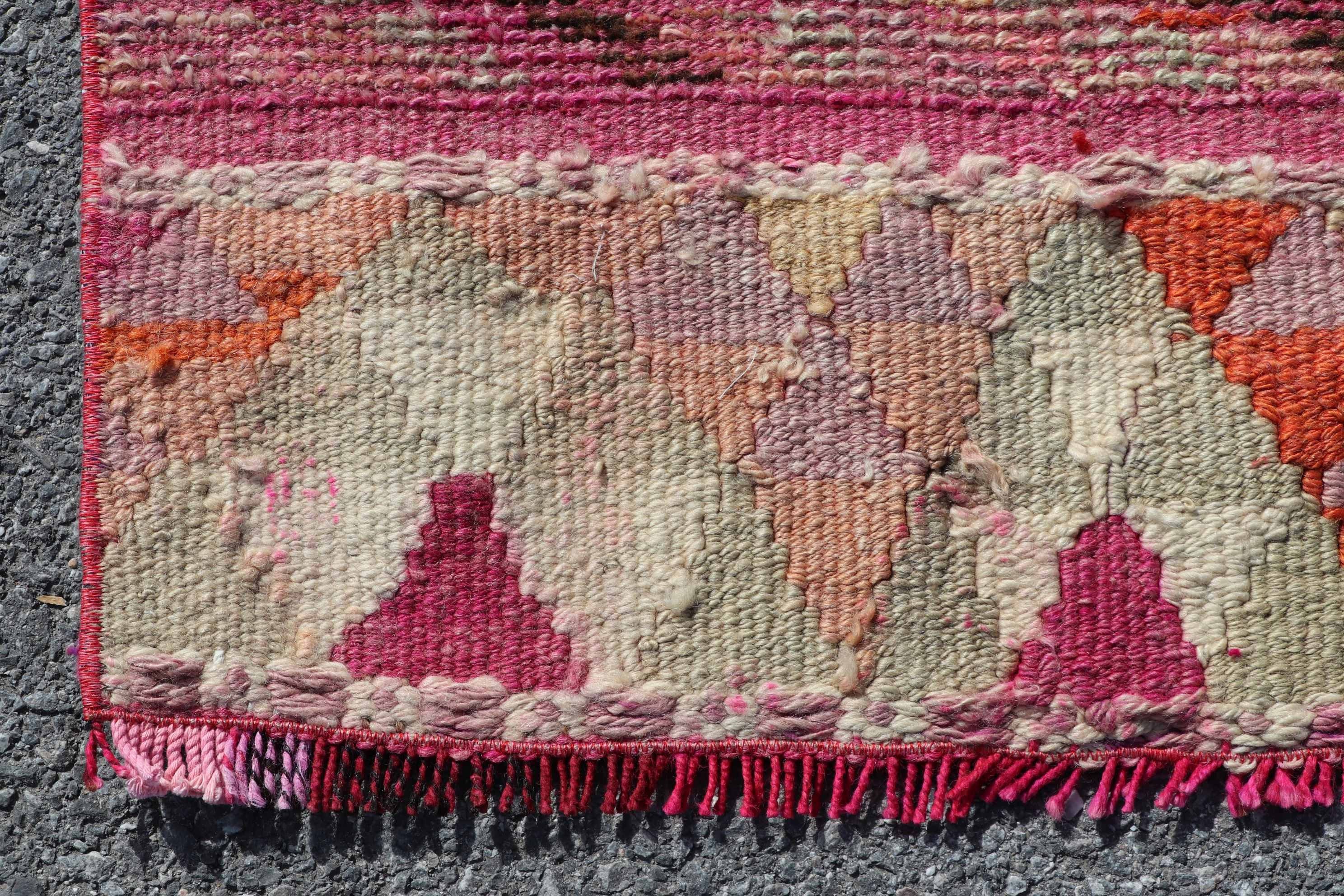 Kitchen Rug, 2.2x13.6 ft Runner Rugs, Pink Anatolian Rug, Boho Rug, Moroccan Rugs, Turkish Rug, Bedroom Rug, Corridor Rugs, Vintage Rugs