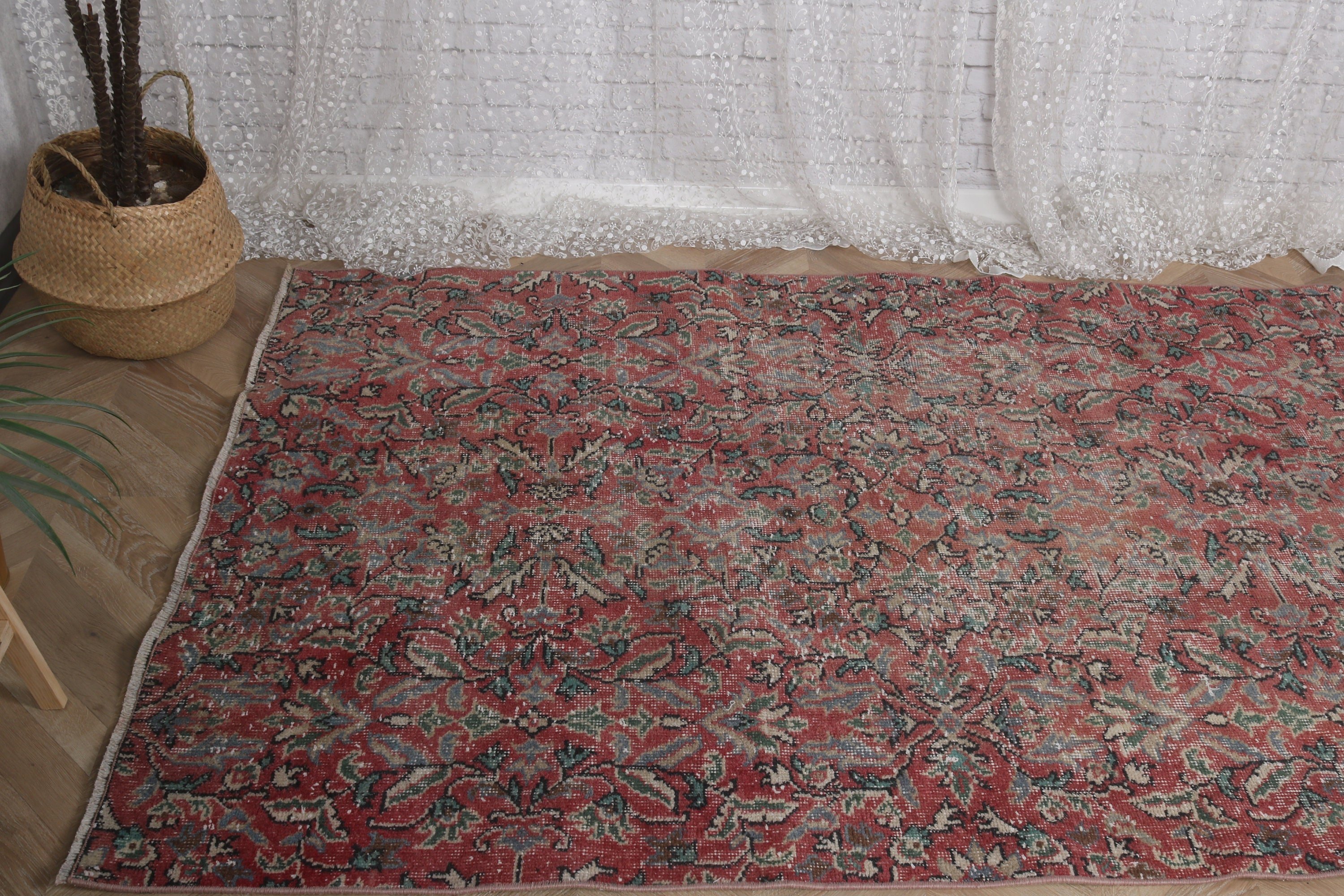 Kırmızı 4,2x8,2 ft Alan Halıları, Oturma Odası Halıları, Türk Halıları, Oryantal Halılar, Boho Halıları, Alan Halıları, Yer Halısı, Vintage Halılar