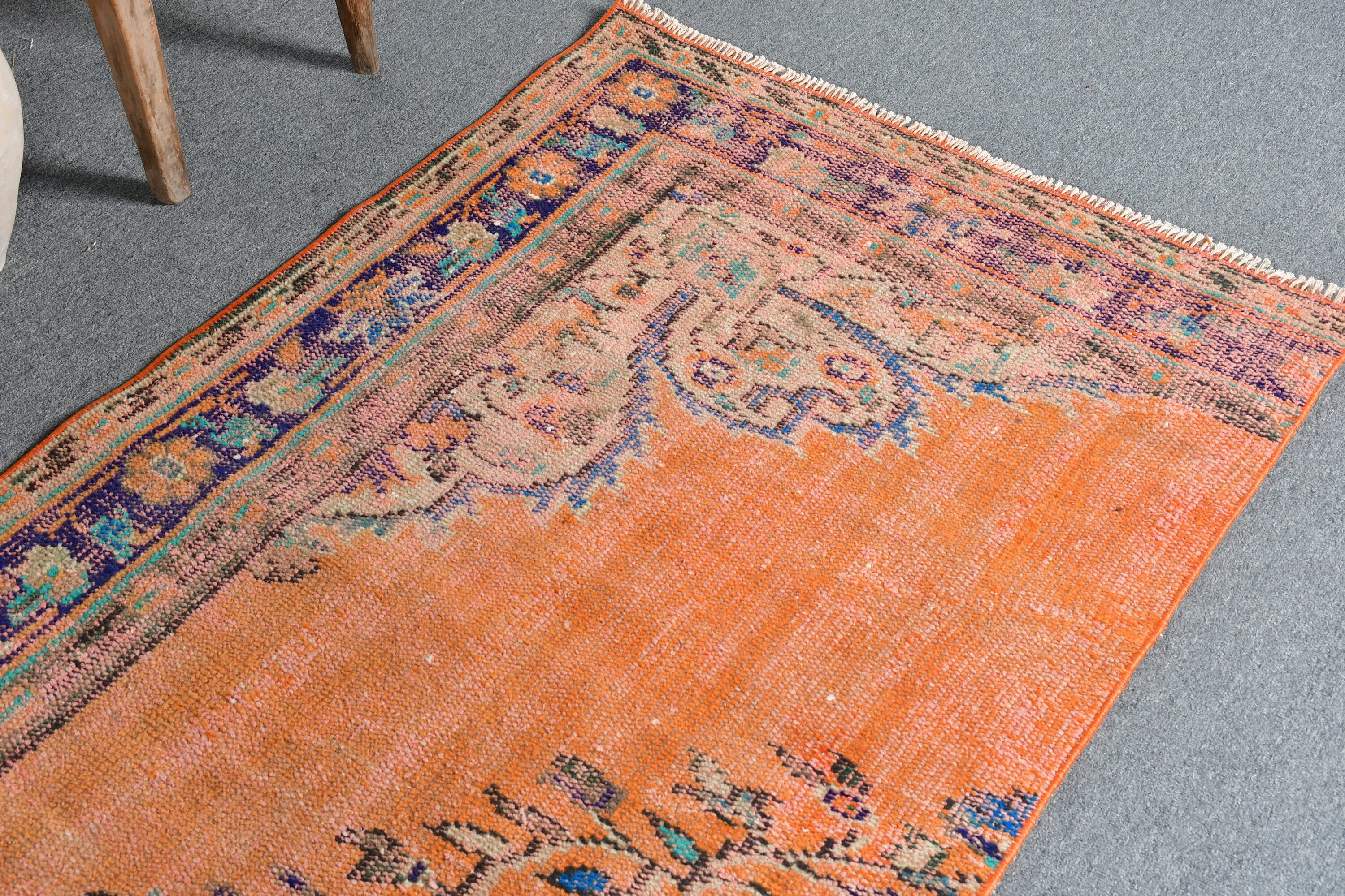 Turkish Rugs, Orange Oriental Rug, 2.9x9.5 ft Runner Rug, Hallway Rugs, Vintage Rug, Stair Rug, Rugs for Stair, Kitchen Rug