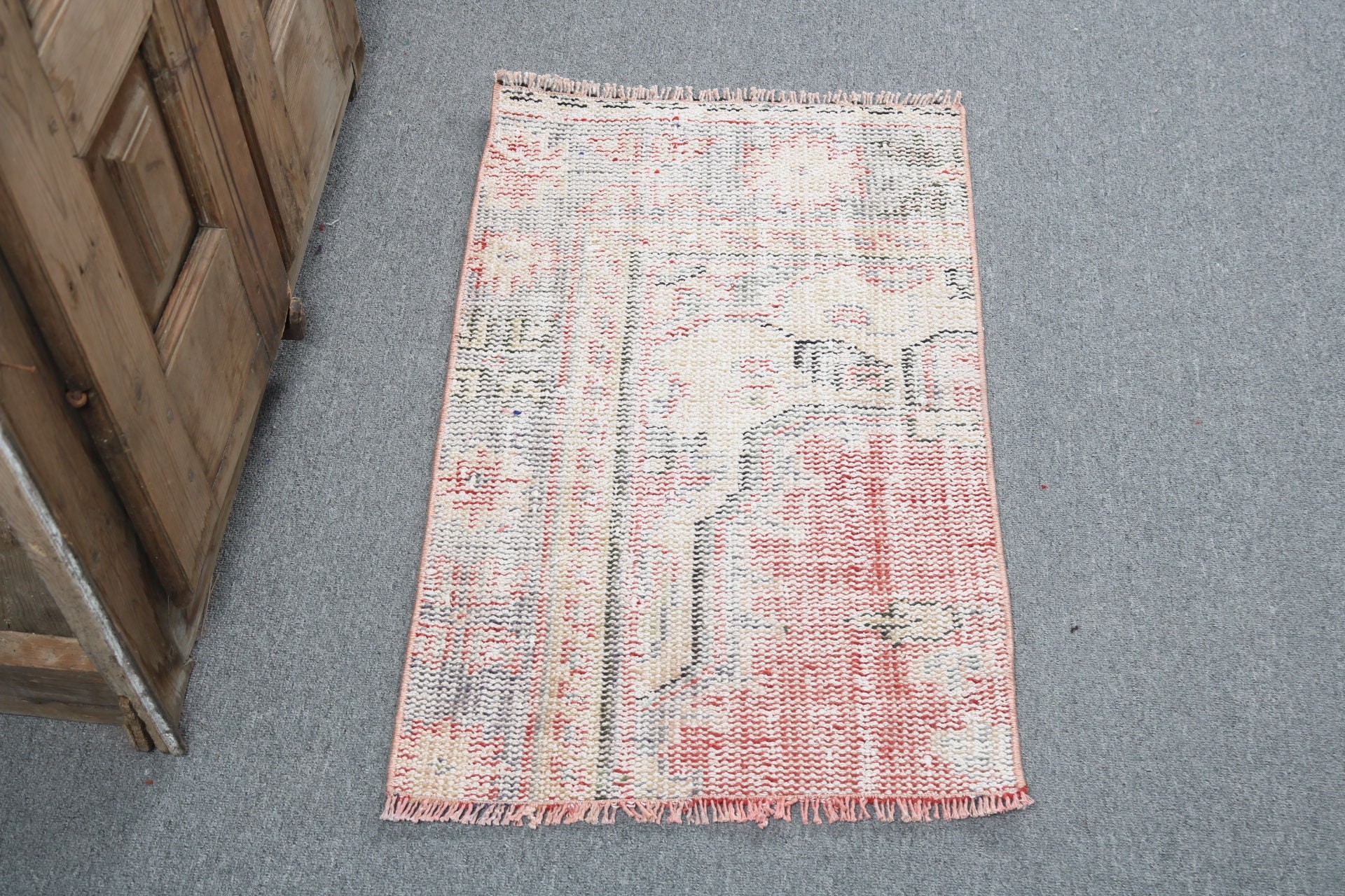 Wall Hanging Rugs, Handmade Rug, Beige Modern Rug, Door Mat Rug, Vintage Rugs, Turkish Rugs, 1.6x2.7 ft Small Rug, Wool Rug, Antique Rugs