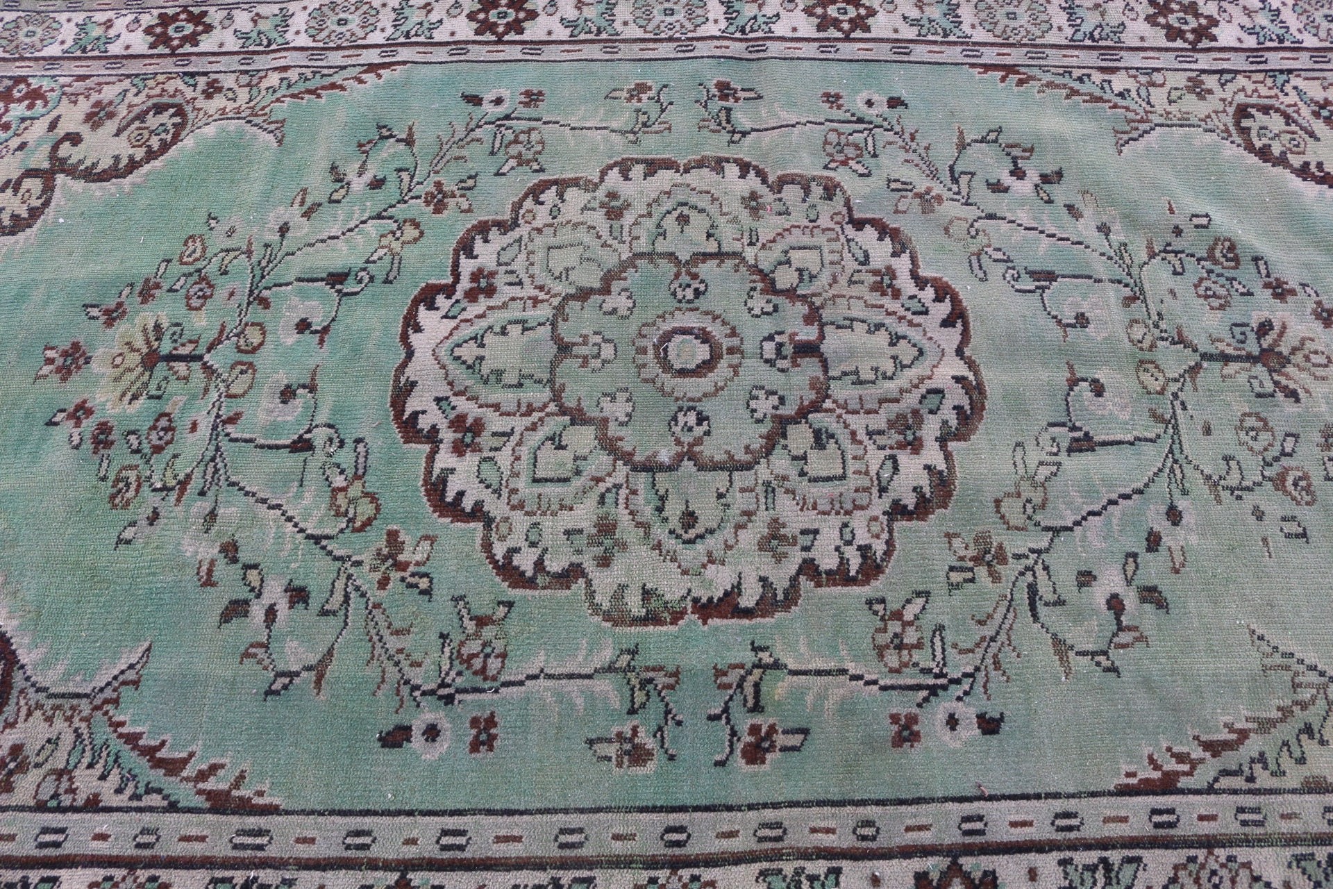 Kitchen Rug, Bedroom Rug, Green Kitchen Rugs, Turkish Rug, Vintage Rug, Oushak Rugs, 5.6x9.7 ft Large Rug, Dorm Rug, Living Room Rug