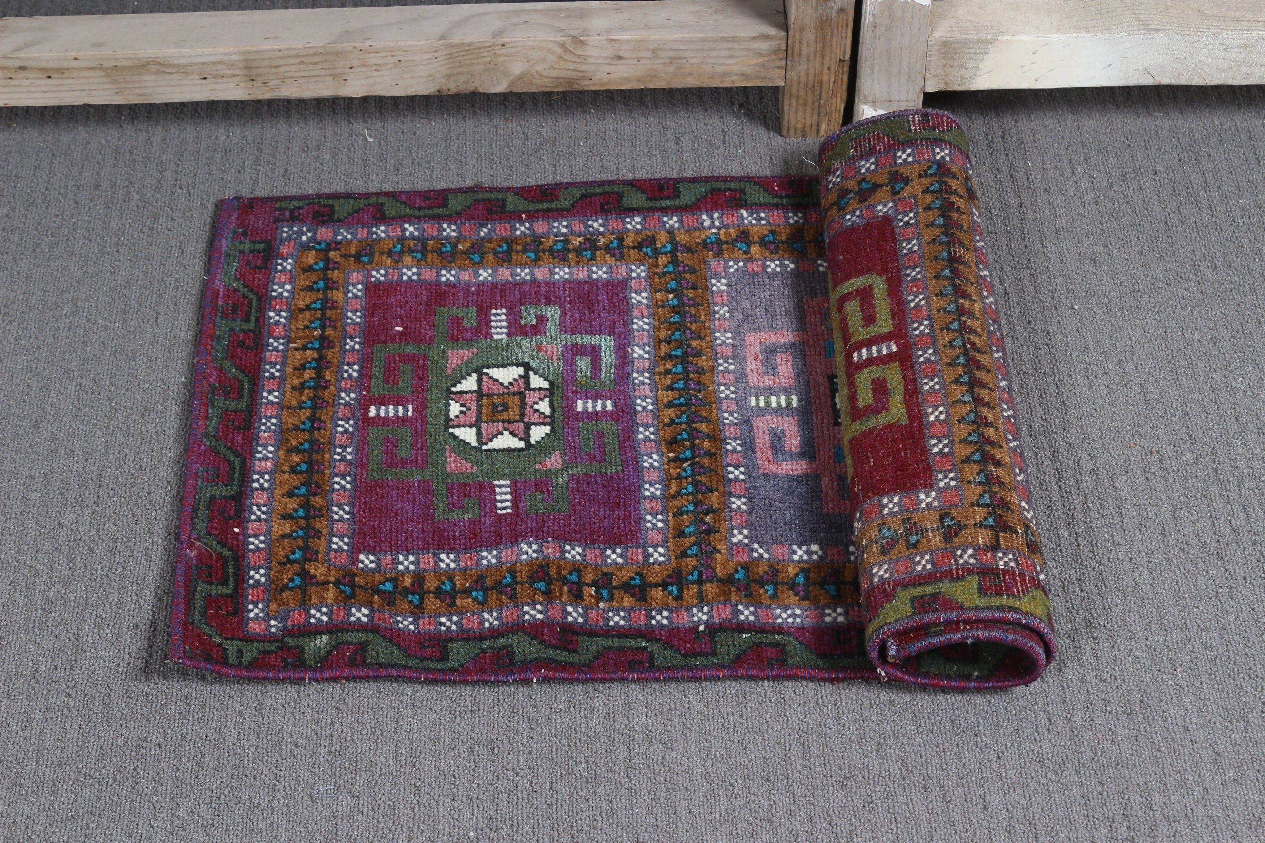 Turkish Rug, Vintage Rug, Kitchen Rug, Door Mat Rugs, Natural Rug, Rugs for Bath, Purple Moroccan Rug, 1.4x2.8 ft Small Rugs