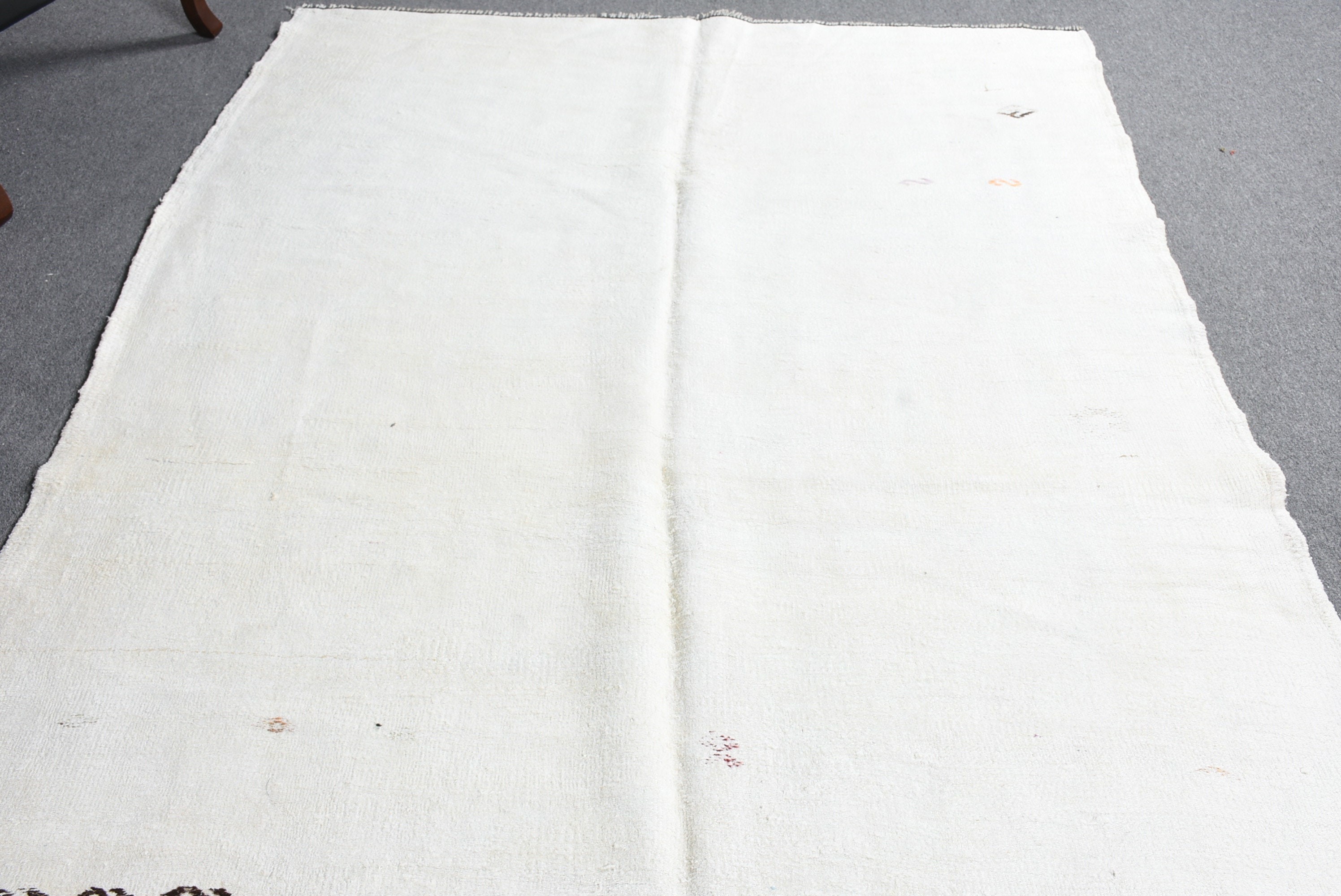 Bedroom Rug, Rugs for Dining Room, Vintage Rug, Kitchen Rugs, Oushak Rug, Turkish Rug, Salon Rug, White  5.4x8.6 ft Large Rug