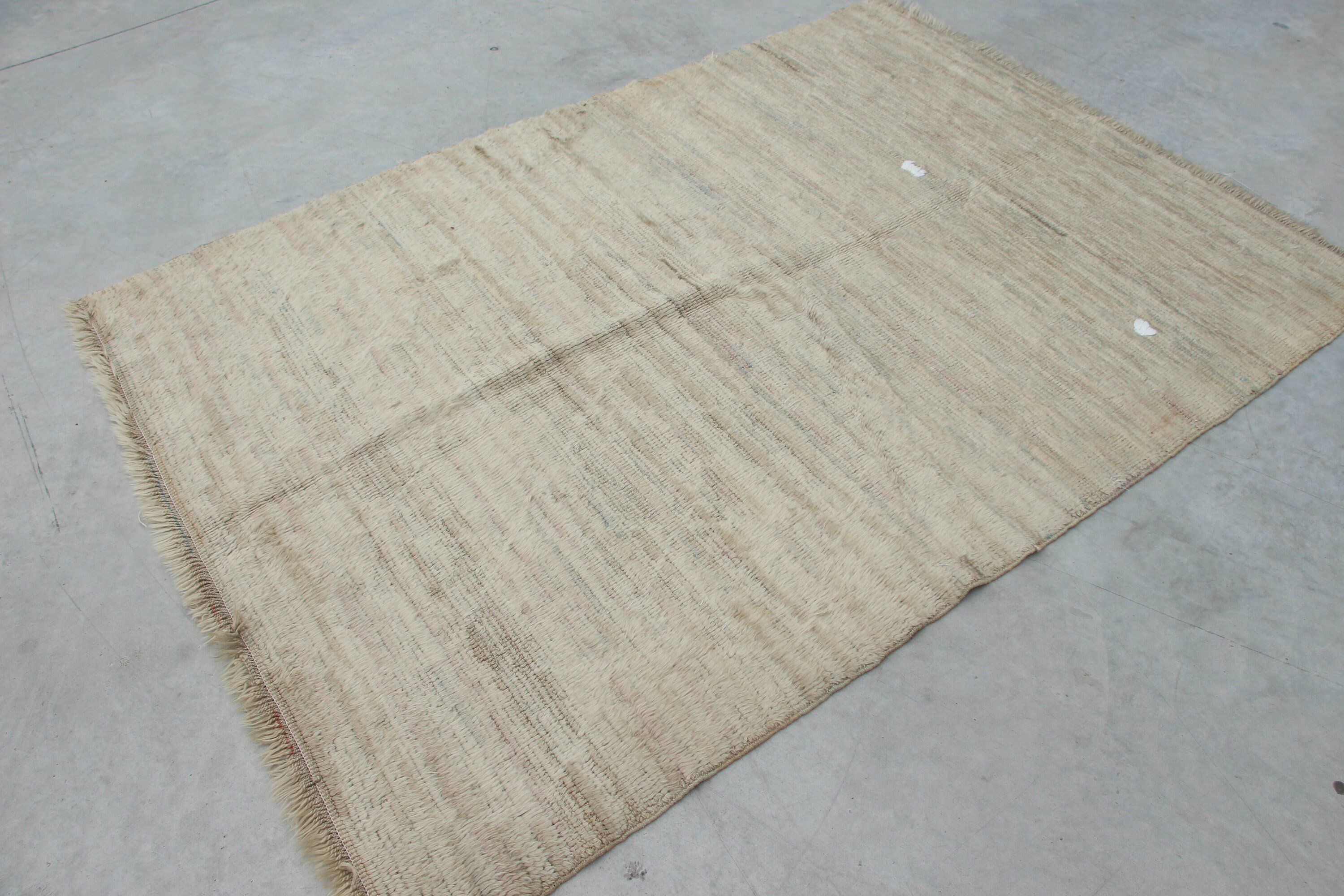 Hand Knotted Rug, Turkish Rug, Floor Rug, Rugs for Indoor, Beige  4.9x6.7 ft Area Rug, Antique Rug, Kitchen Rug, Vintage Rugs