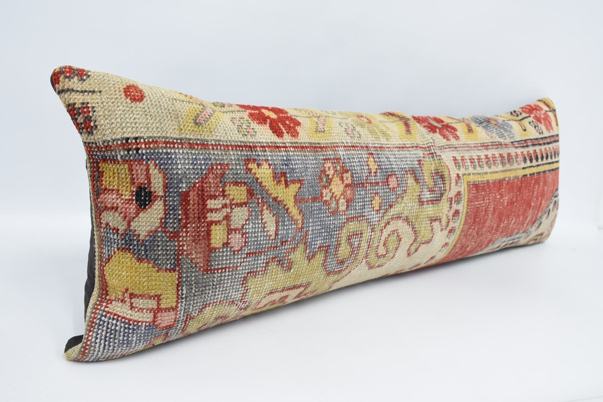 Throw Kilim Pillow, Pillow for Sofa, One Of A Kind Pillow Case, 16"x48" Red Pillow, Kilim Pillow Cover, Turkish Rugs Pillow