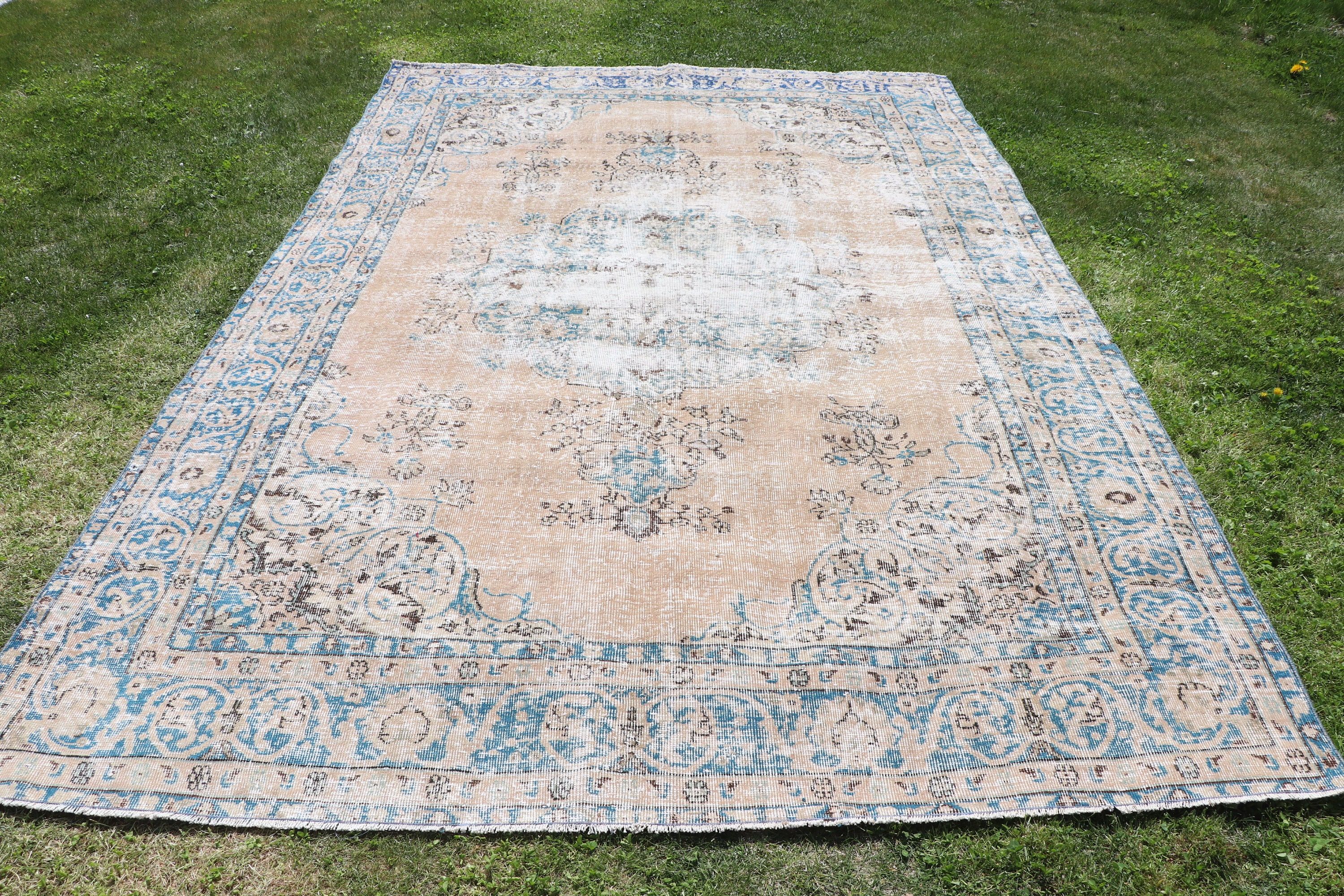 Boho Halı, Bronz Mutfak Halıları, Türk Halısı, Düz Dokuma Halı, Büyük Boy Türk Halıları, Vintage Halı, 7x10.4 ft Büyük Boy Halı, Yemek Odası Halısı