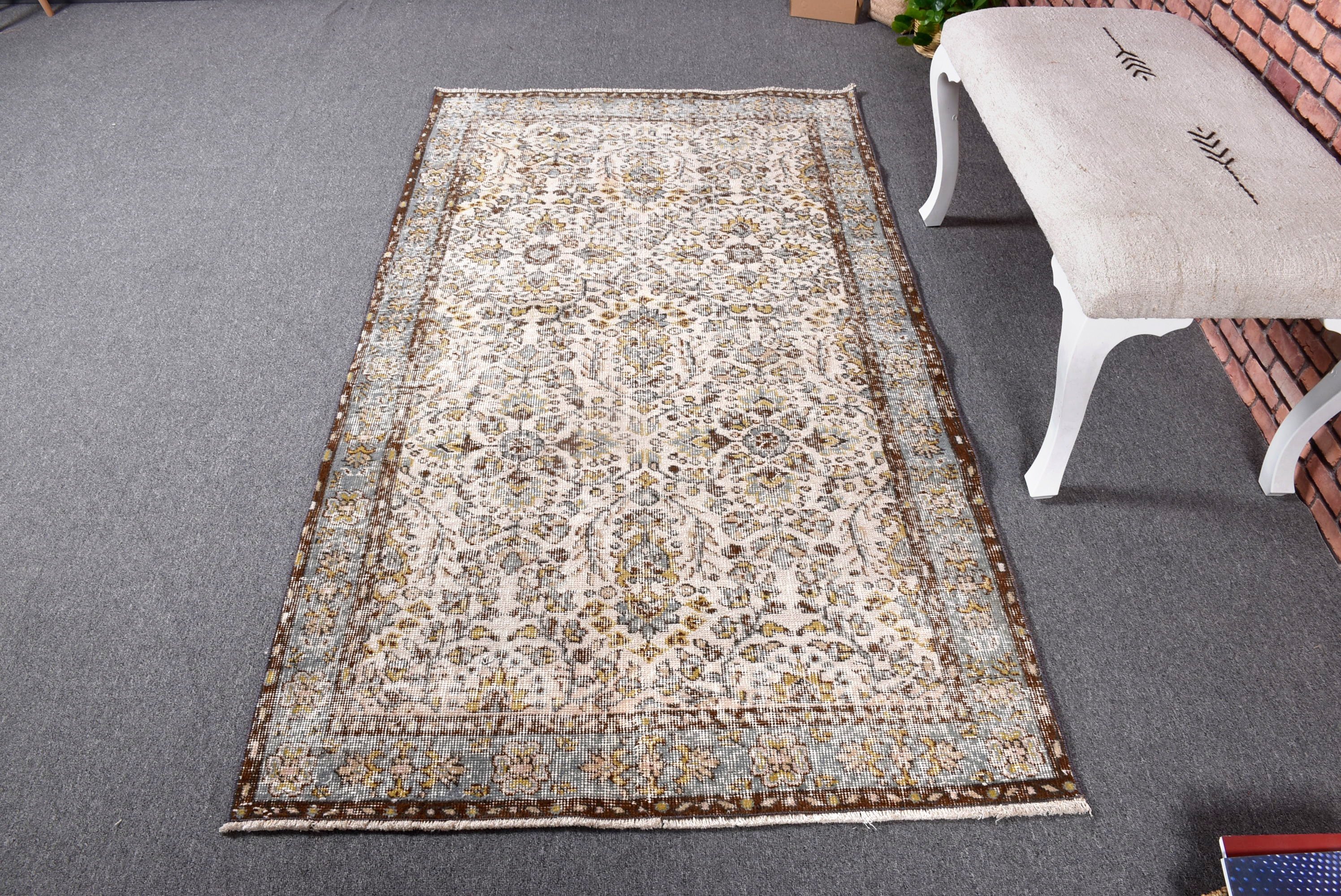 Luxury Rug, Turkish Rug, Antique Rug, Entry Rug, Decorative Rugs, Wool Rug, Vintage Rugs, 3.6x6.5 ft Accent Rugs, Beige Flatweave Rug