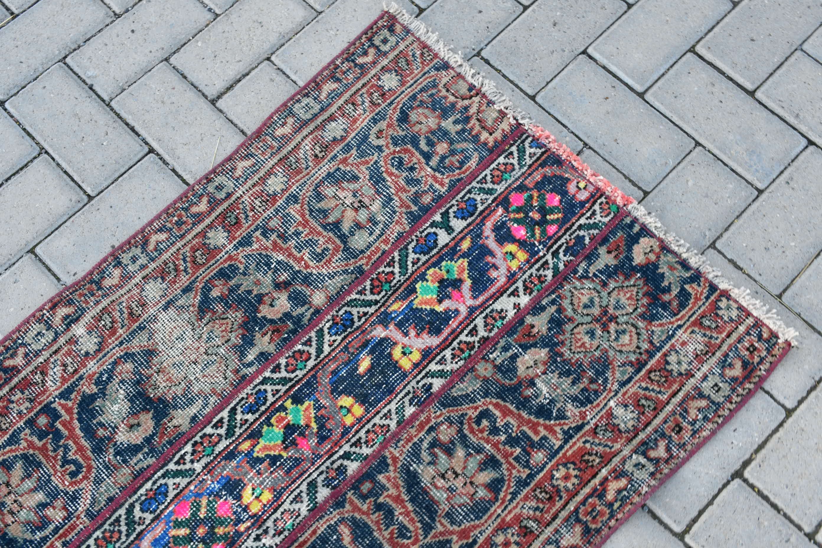 2.3x2.8 ft Small Rug, Oushak Rug, Rugs for Entry, Blue Wool Rugs, Bath Rug, Bedroom Rug, Oriental Rugs, Vintage Rug, Turkish Rug, Dorm Rug