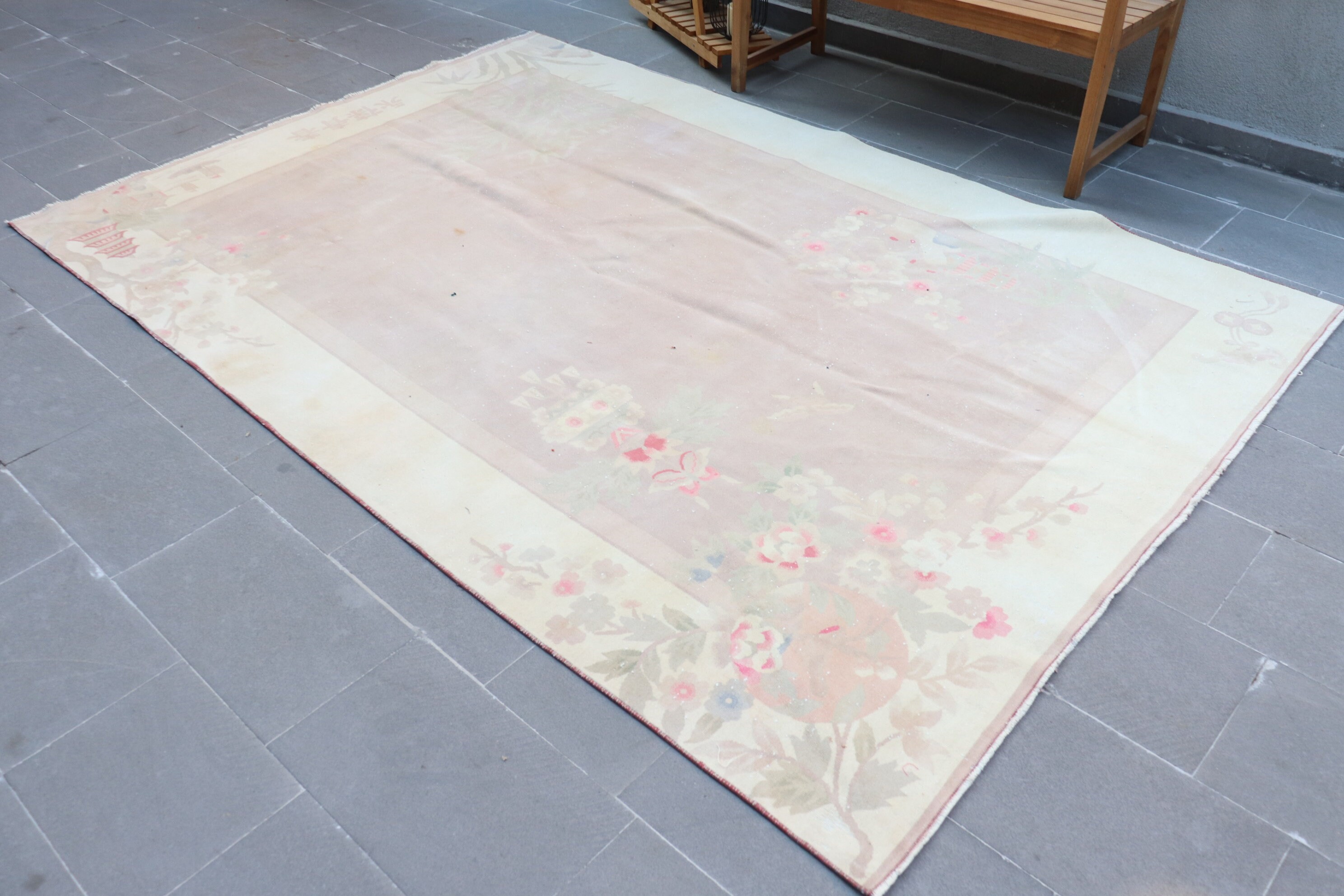 Living Room Rugs, Home Decor Rug, Cute Rugs, Vintage Rug, Turkish Rugs, Kitchen Rug, Pink Wool Rugs, Dining Room Rug, 6.5x9.7 ft Large Rugs