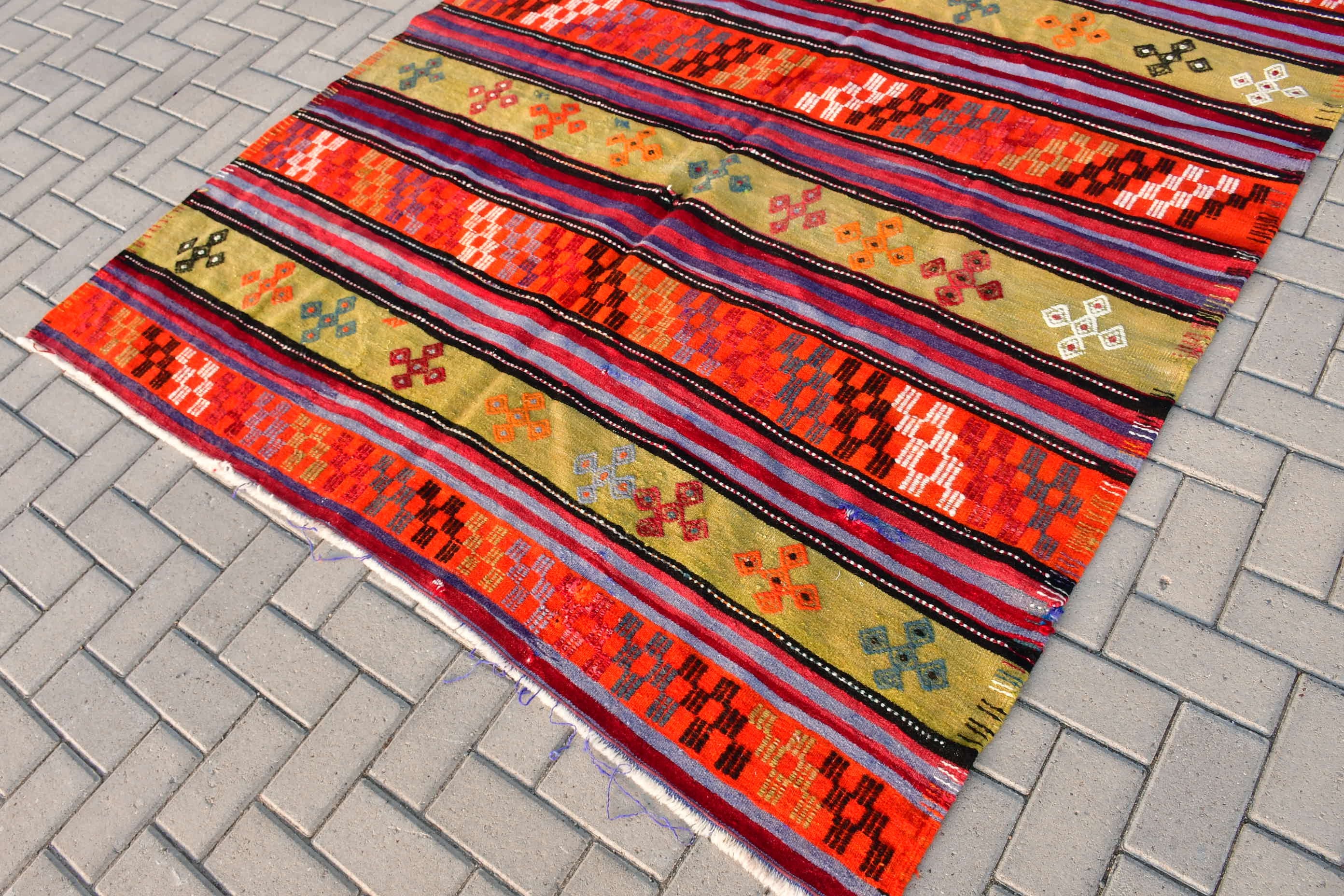 Living Room Rug, Anatolian Rug, Orange  5.9x9.8 ft Large Rug, Vintage Rugs, Turkish Rug, Kilim, Dining Room Rug, Moroccan Rugs