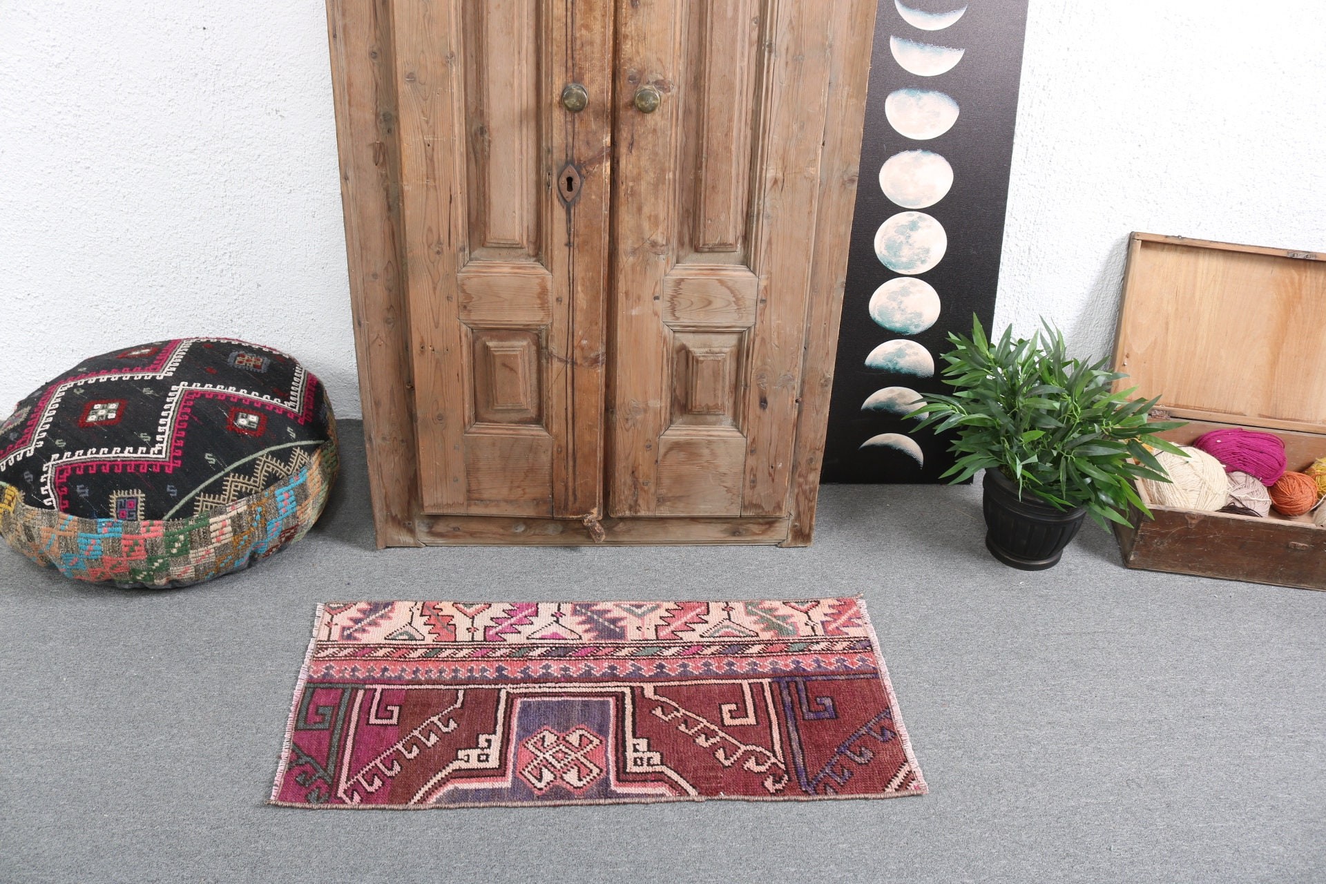 Turkish Rugs, Floor Rug, Vintage Rugs, Small Area Rug, Kitchen Rugs, 1.6x3.2 ft Small Rugs, Modern Rugs, Luxury Rugs, Purple Anatolian Rug