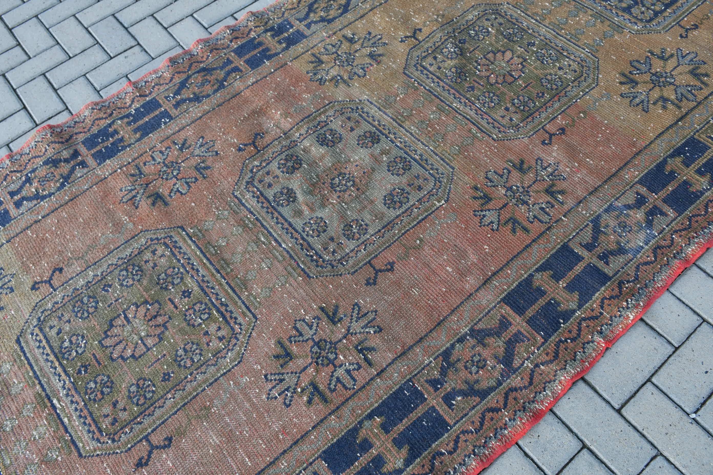 Blue Anatolian Rug, Turkish Rugs, Oushak Rug, Bedroom Rugs, Vintage Rug, 4.9x11.4 ft Large Rug, Old Rug, Dining Room Rug