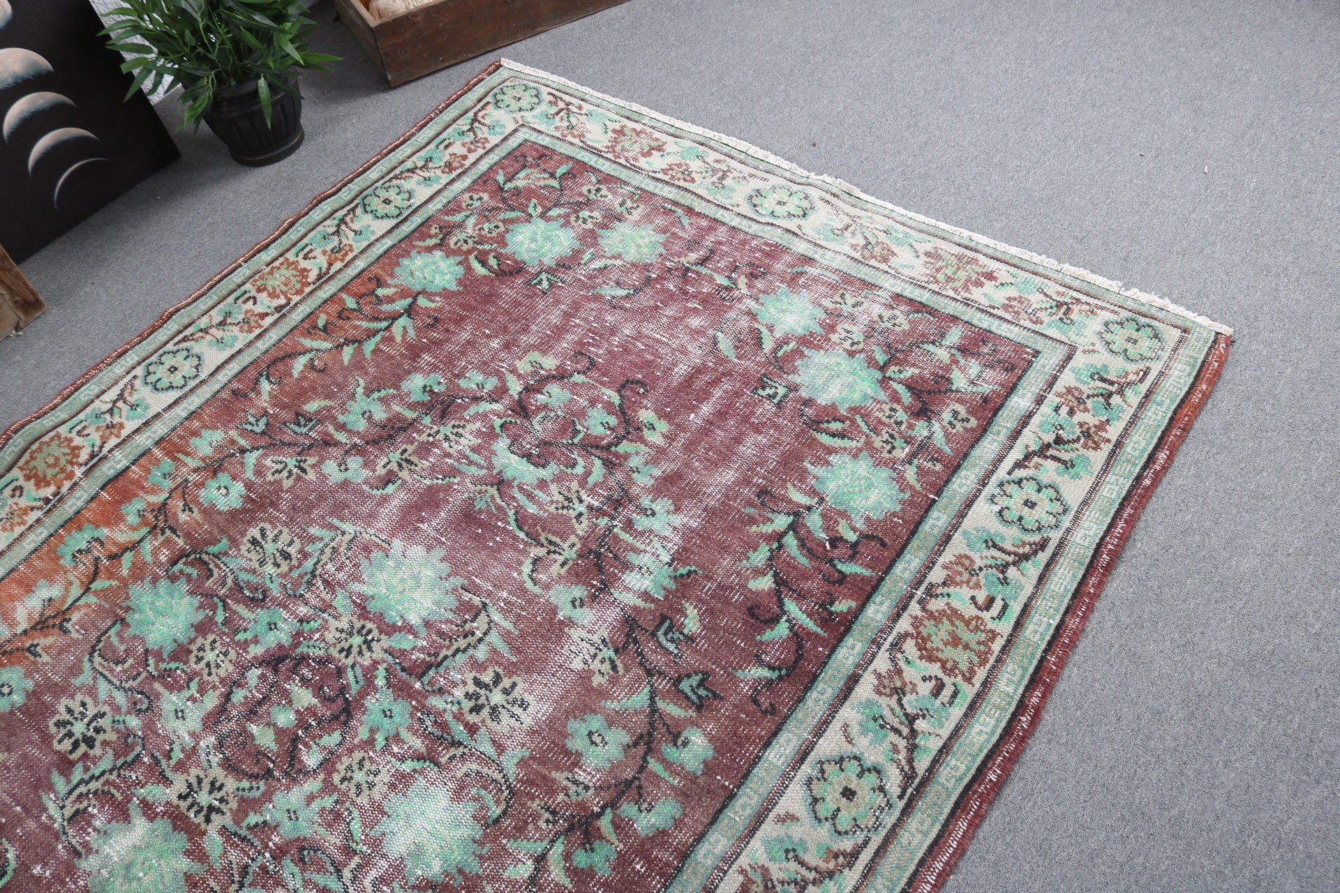 Büyük Vintage Halılar, Yemek Odası Halıları, 5.4x8.3 ft Büyük Halılar, Türk Halısı, Mor Açıklama Halısı, Lüks Halı, Vintage Halı