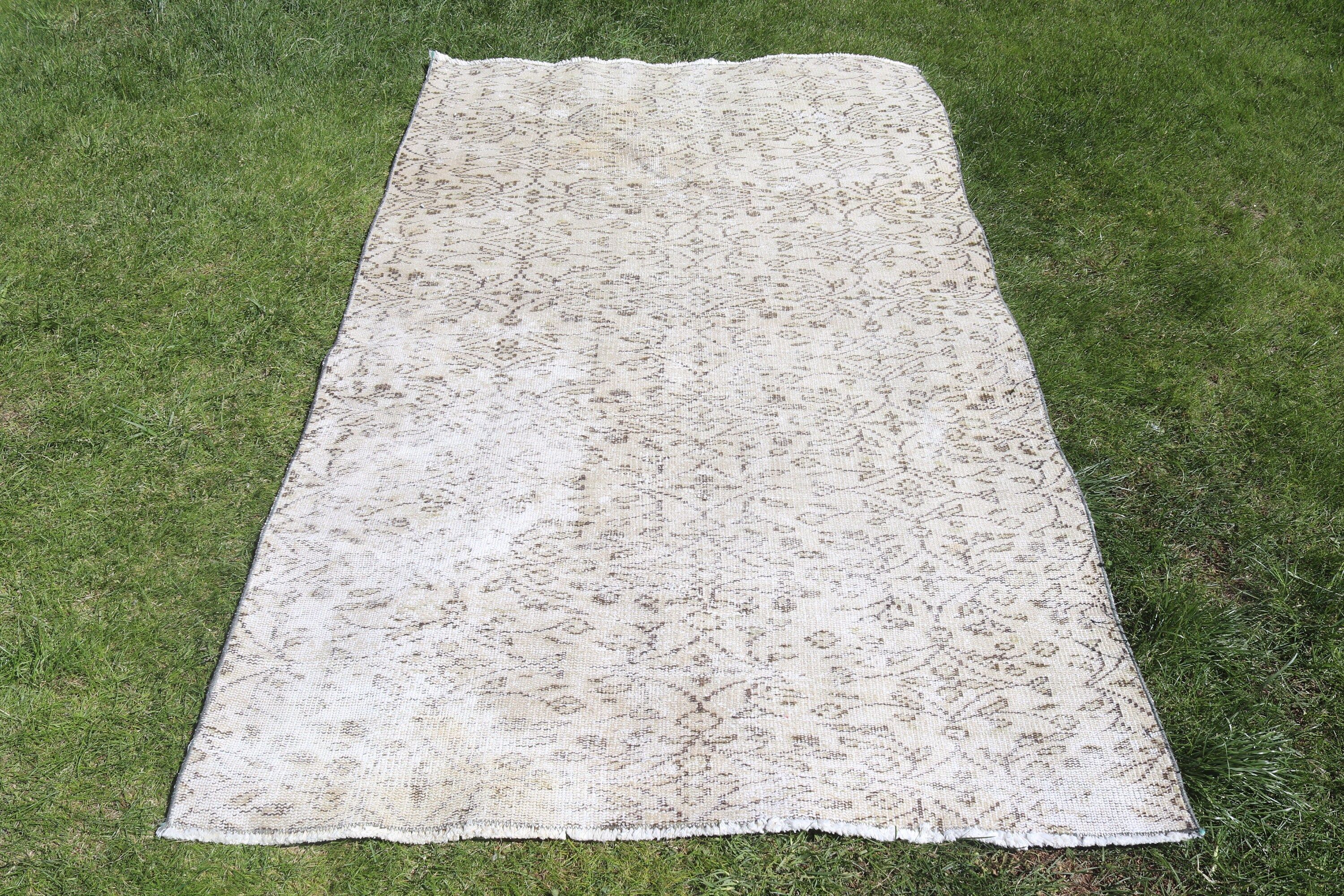 Beige Oriental Rug, Oushak Rugs, Vintage Area Rugs, Modern Rug, Turkish Rug, Ethnic Rug, 4x6.9 ft Area Rugs, Vintage Rugs, Oushak Area Rugs