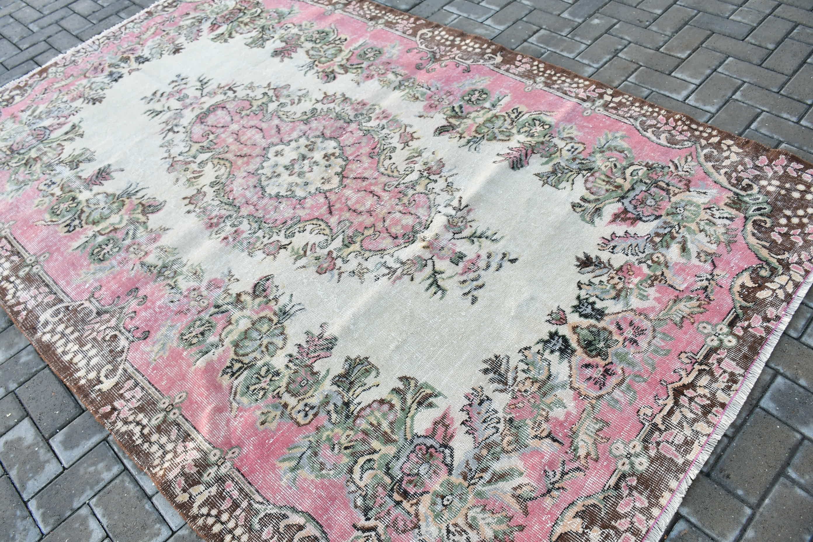 5.6x8.9 ft Large Rug, Living Room Rugs, Turkish Rug, Beige Oushak Rug, Muted Rugs, Vintage Rug, Anatolian Rug, Bedroom Rug, Floor Rugs