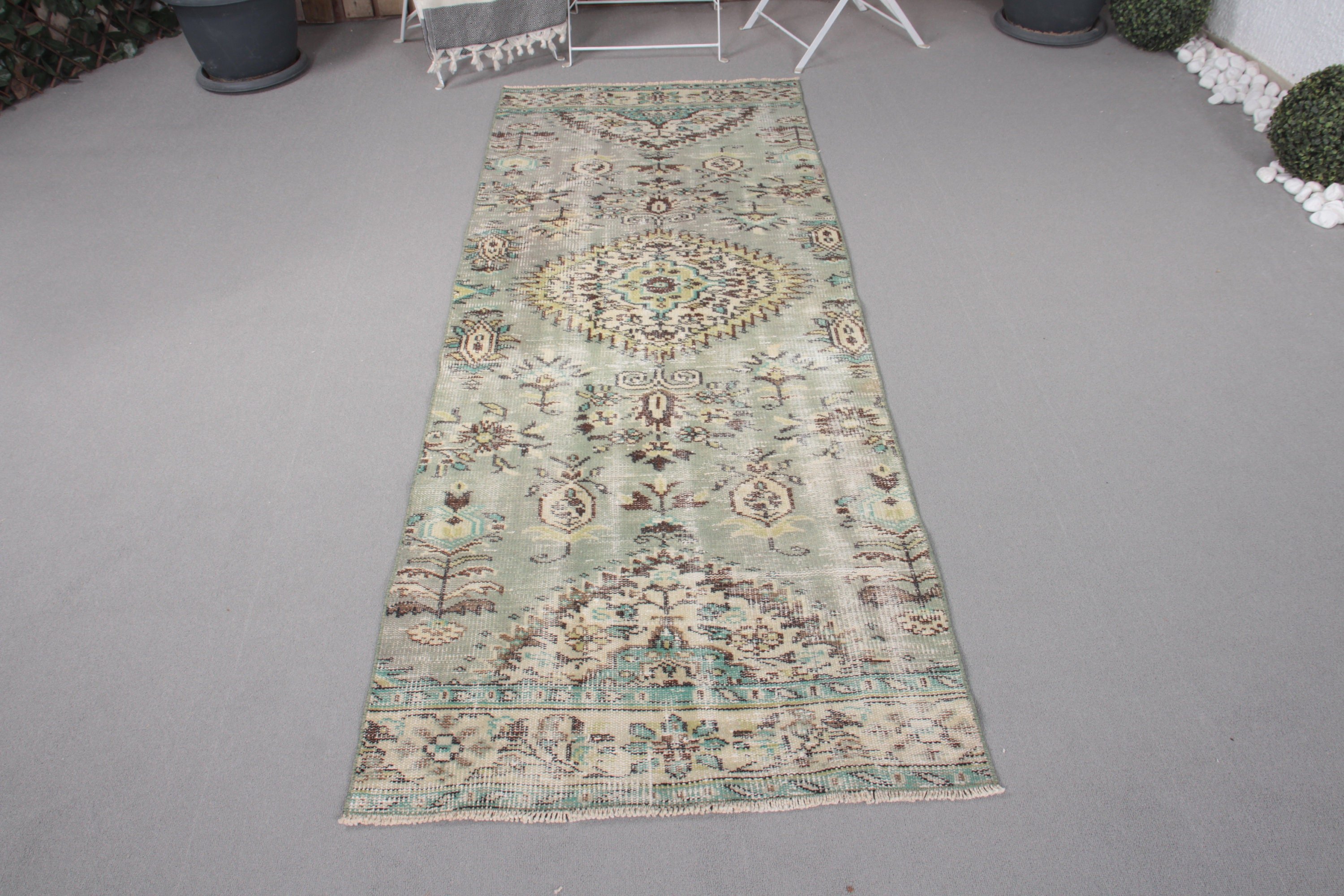 Corridor Rug, Green Floor Rugs, Vintage Rug, Turkish Rug, Moroccan Rug, Rugs for Runner, 2.7x7 ft Runner Rugs, Kitchen Rugs