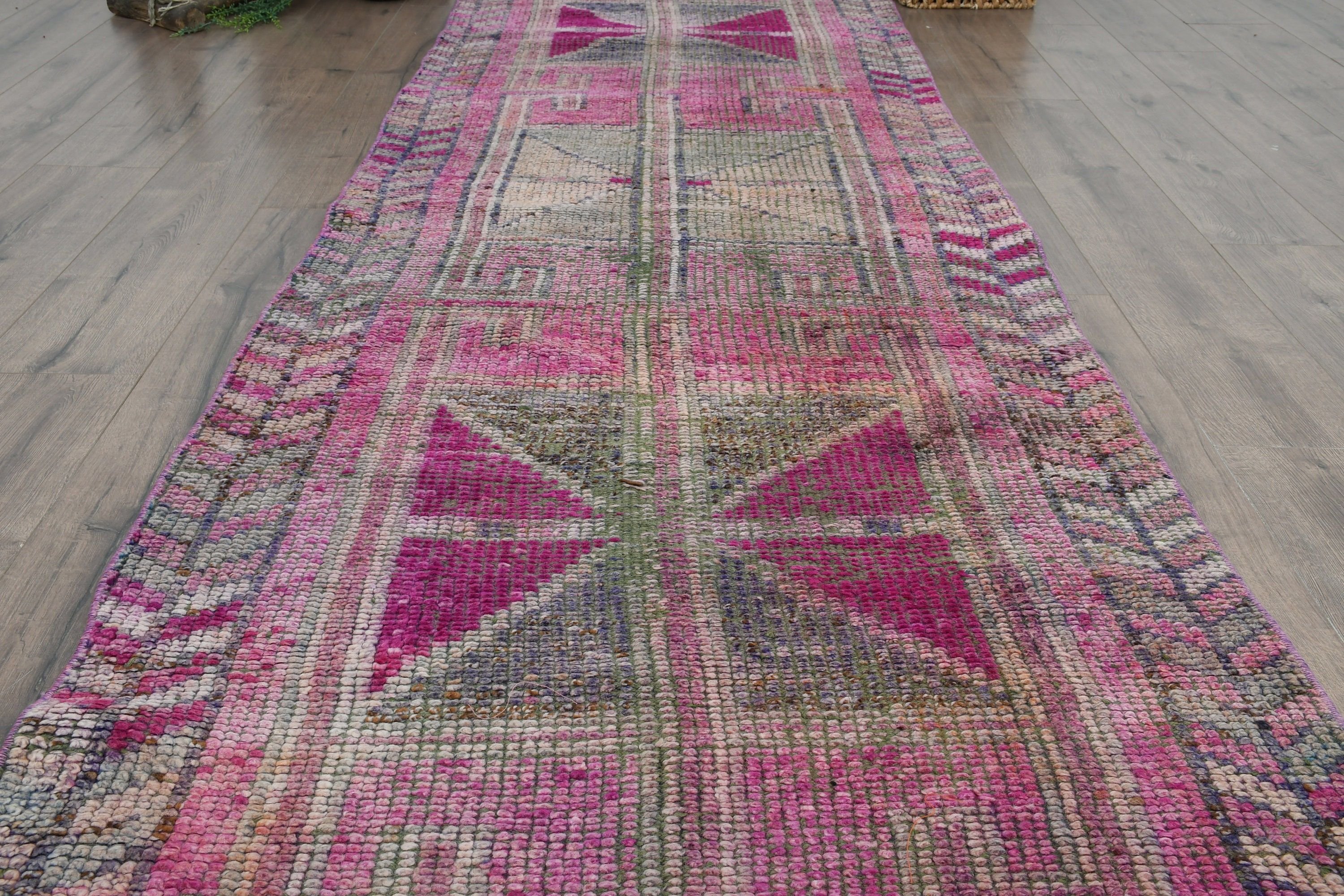 Pink Cool Rug, Hallway Rug, Rugs for Corridor, Vintage Rug, Turkish Rug, 3.2x9.7 ft Runner Rug, Kitchen Rug, Home Decor Rug, Anatolian Rug