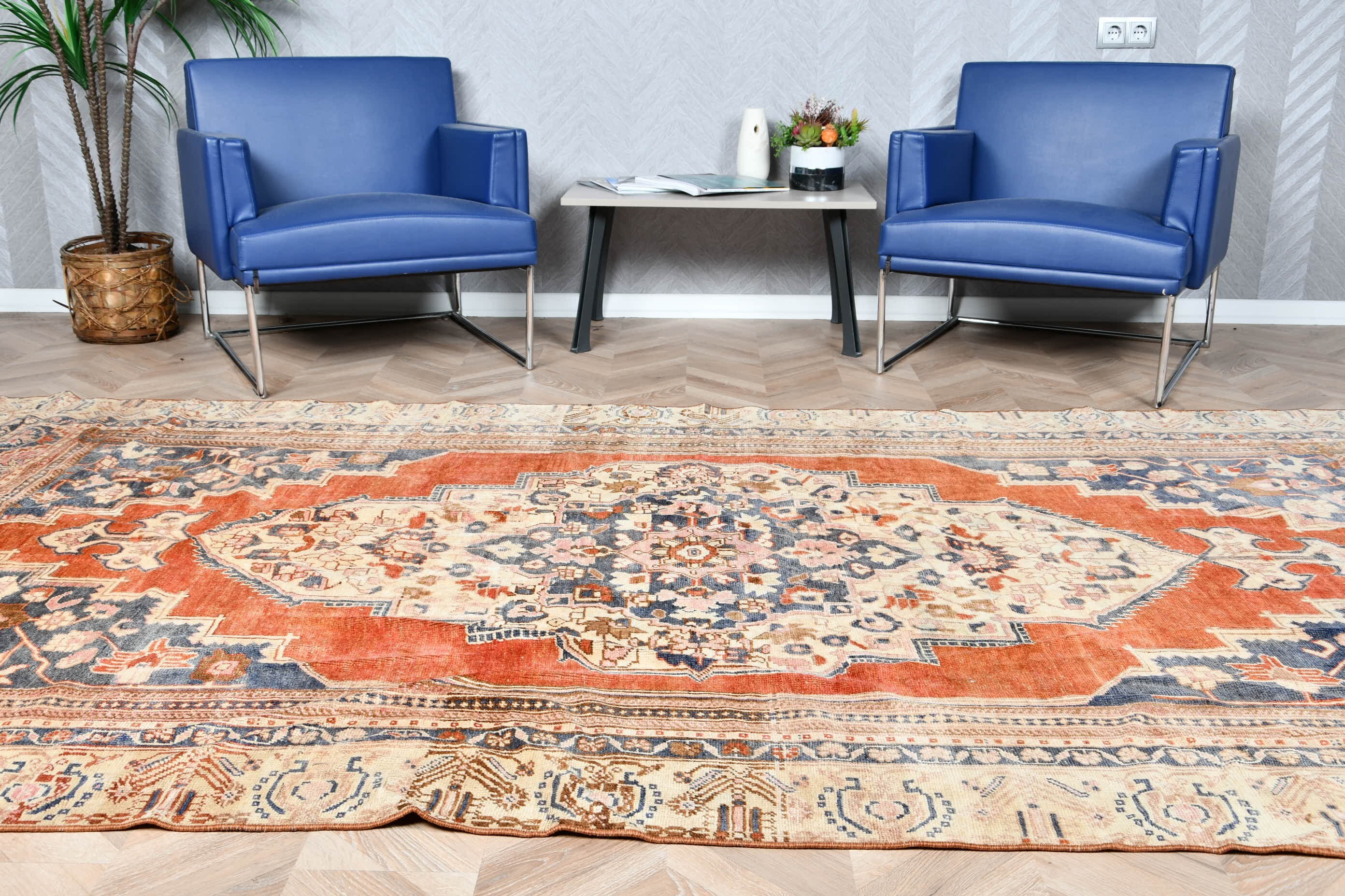 Vintage Halılar, Oturma Odası Halıları, Boho Halı, Yatak Odası Halıları, Yün Halılar, Türk Halıları, Kırmızı 5.9x11.1 ft Büyük Halı