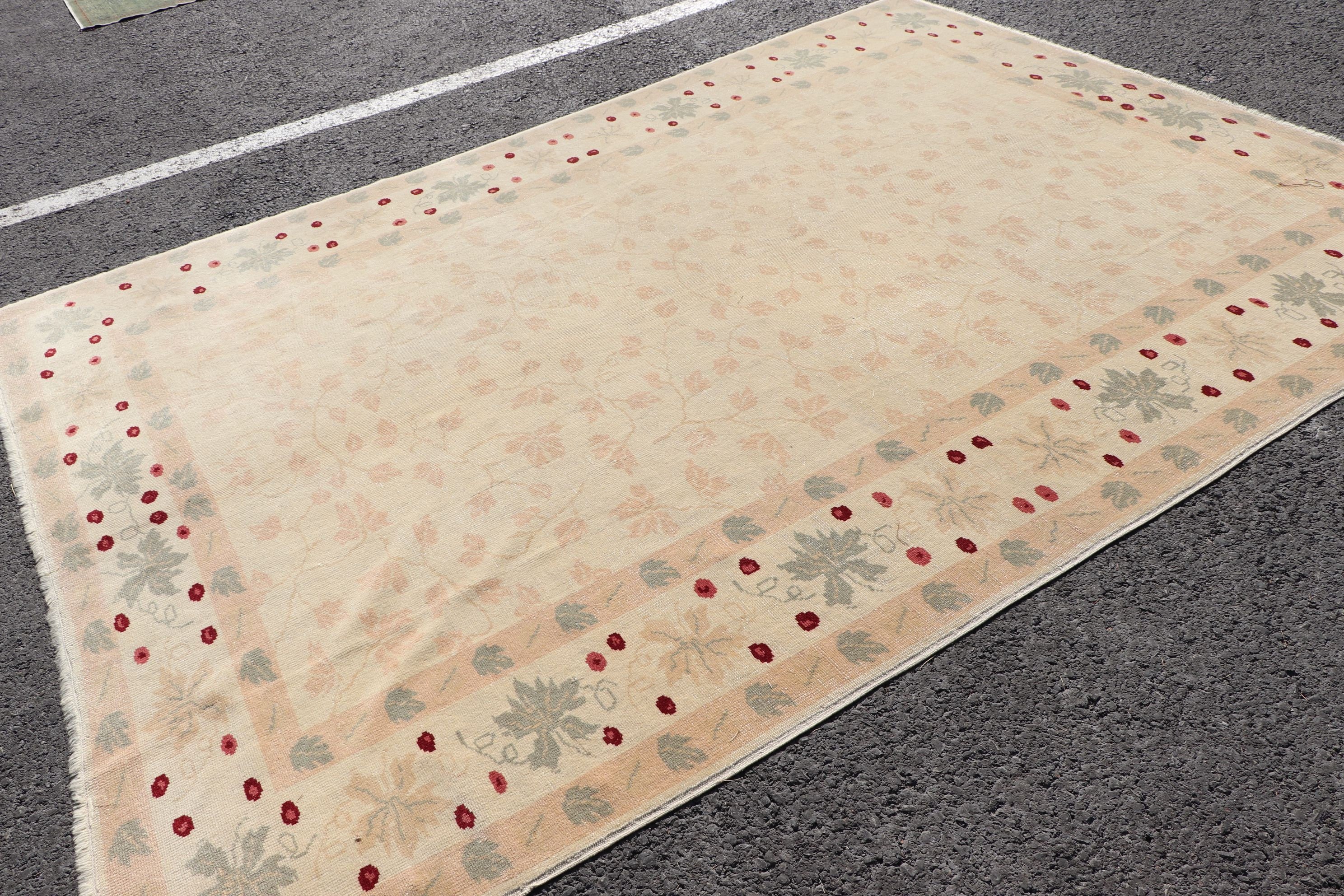 Wool Rug, Antique Rugs, Vintage Rug, Salon Rug, 7.1x9.8 ft Large Rugs, Eclectic Rug, Beige Bedroom Rug, Rugs for Bedroom, Turkish Rugs