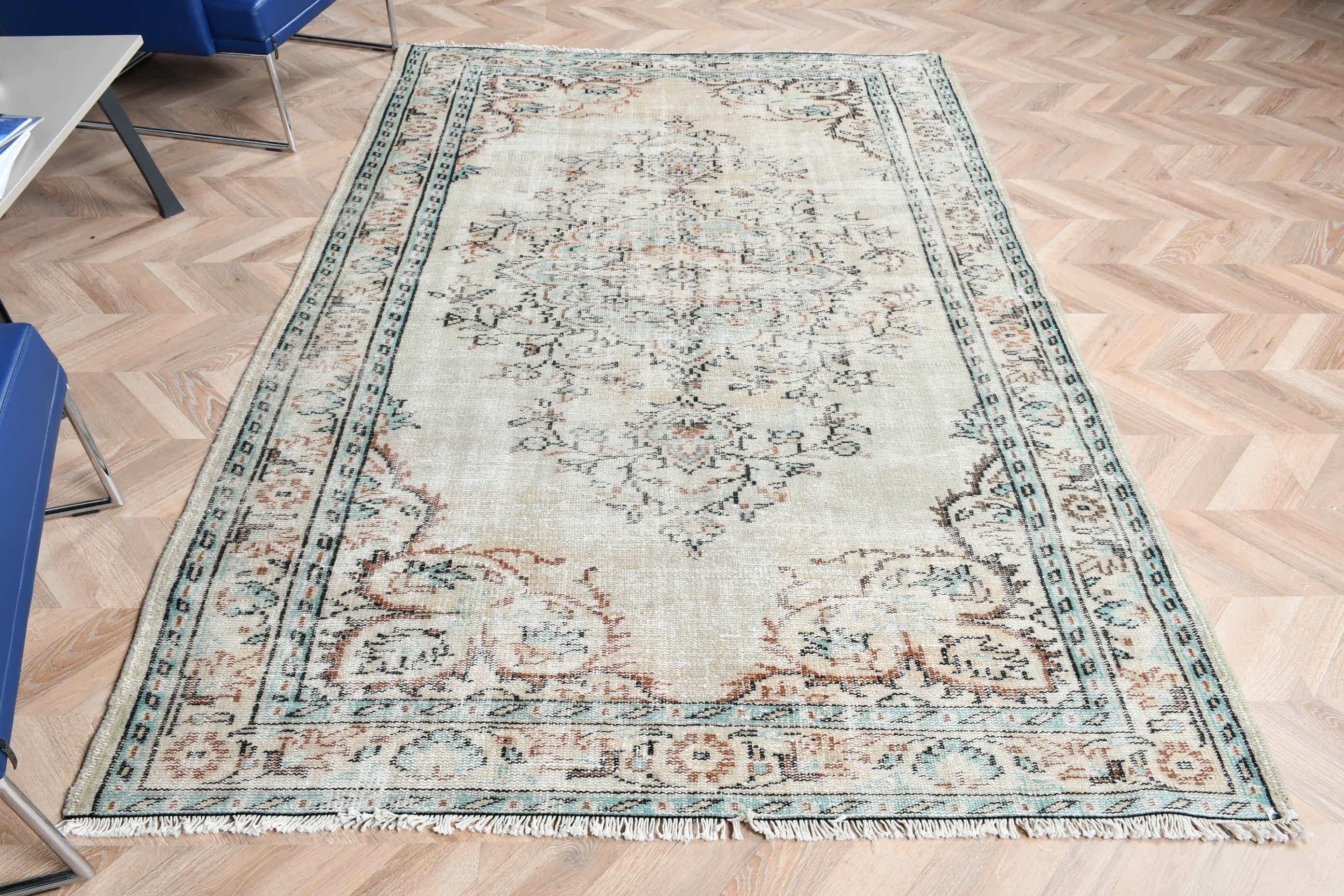 Vintage Halı, Salon Halıları, Türk Halısı, Eski Halı, Yer Halısı, Aztek Halısı, Yeşil 5.4x8 ft Büyük Halı, Yemek Odası Halıları, Oryantal Halı