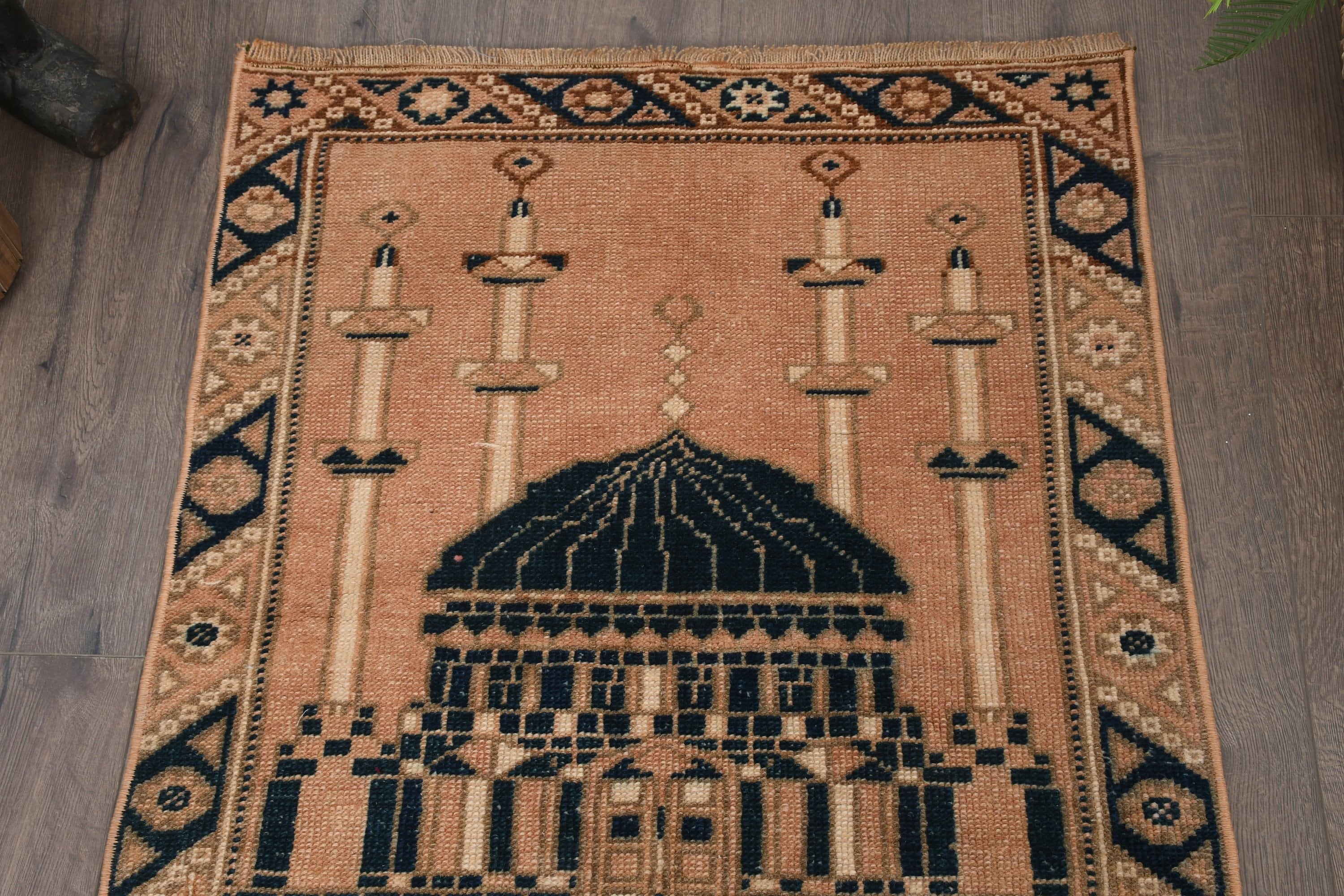 Ev Dekorasyonu Halısı, Turuncu Oryantal Halı, Vintage Halı, Eskitilmiş Halı, 2.3x3.1 ft Küçük Halı, Banyo Halıları, Giriş Halısı, Türk Halısı