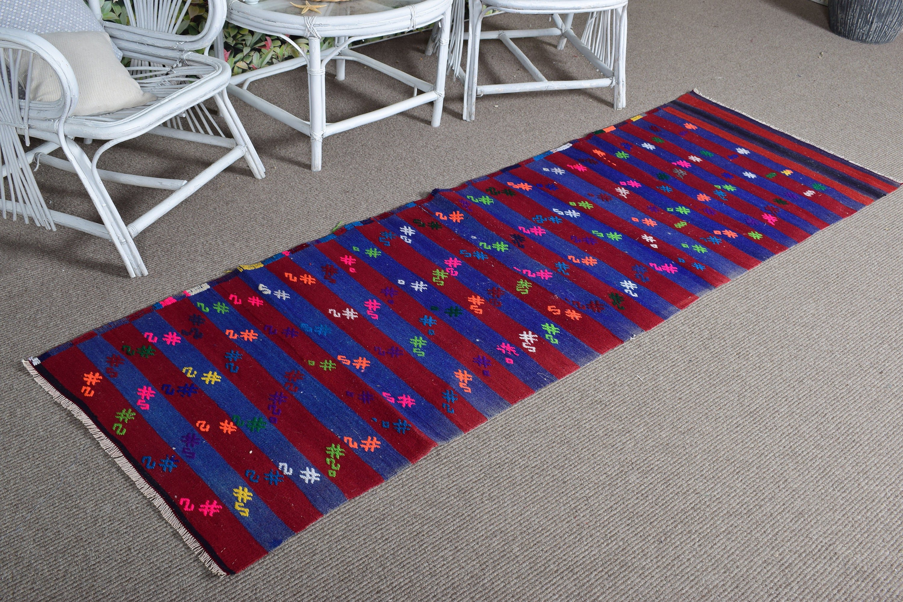 Kilim, Kırmızı Lüks Halı, Fas Halıları, Merdiven Halısı, Boho Halısı, Vintage Halılar, Türk Halısı, 2.5x7.6 ft Runner Halısı, Vintage Runner Halıları, Yer Halısı