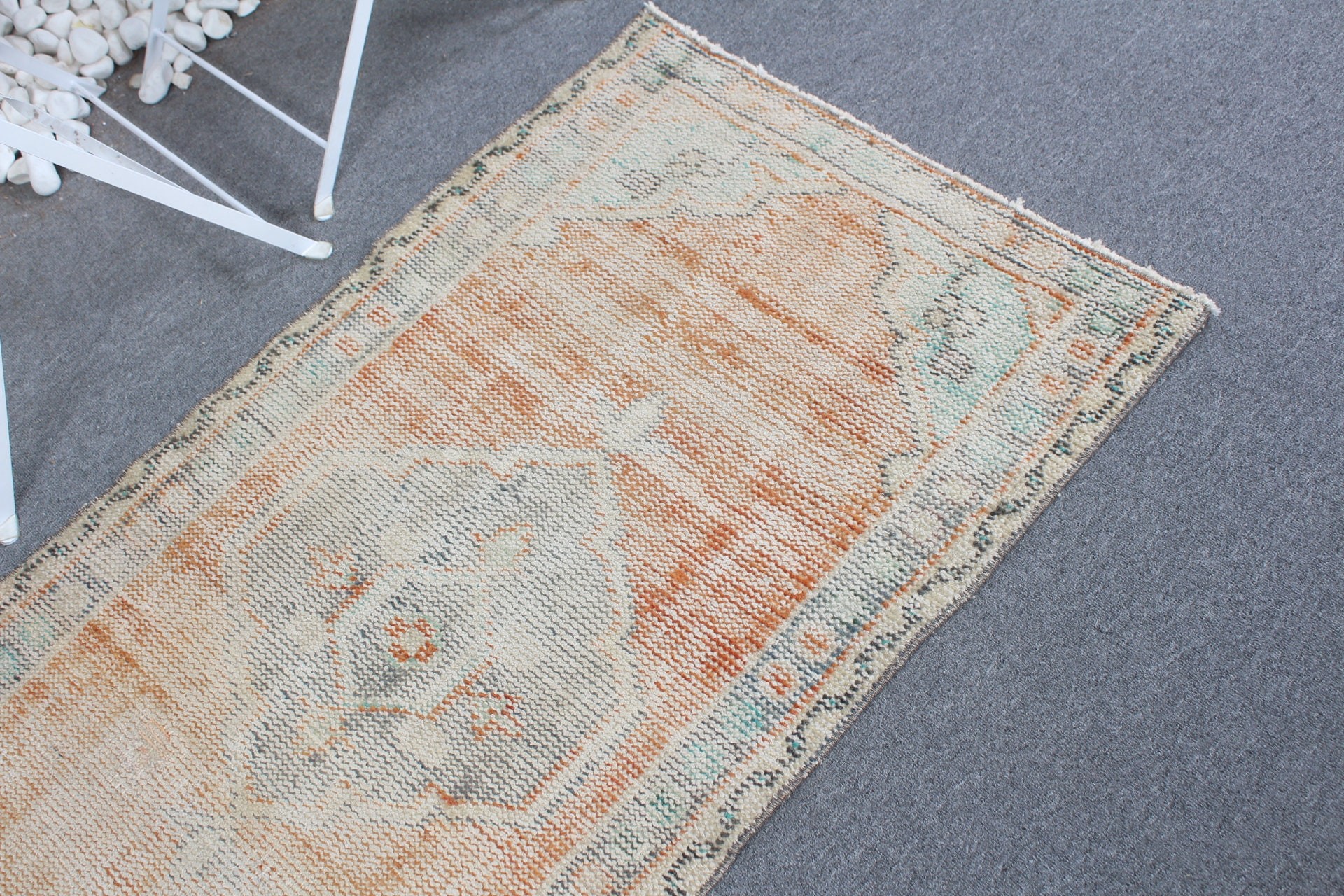 Turkish Rugs, Distressed Rug, Orange  2.4x4.5 ft Small Rug, Vintage Rug, Door Mat Rugs, Kitchen Rug, Wool Rugs, Bedroom Rugs