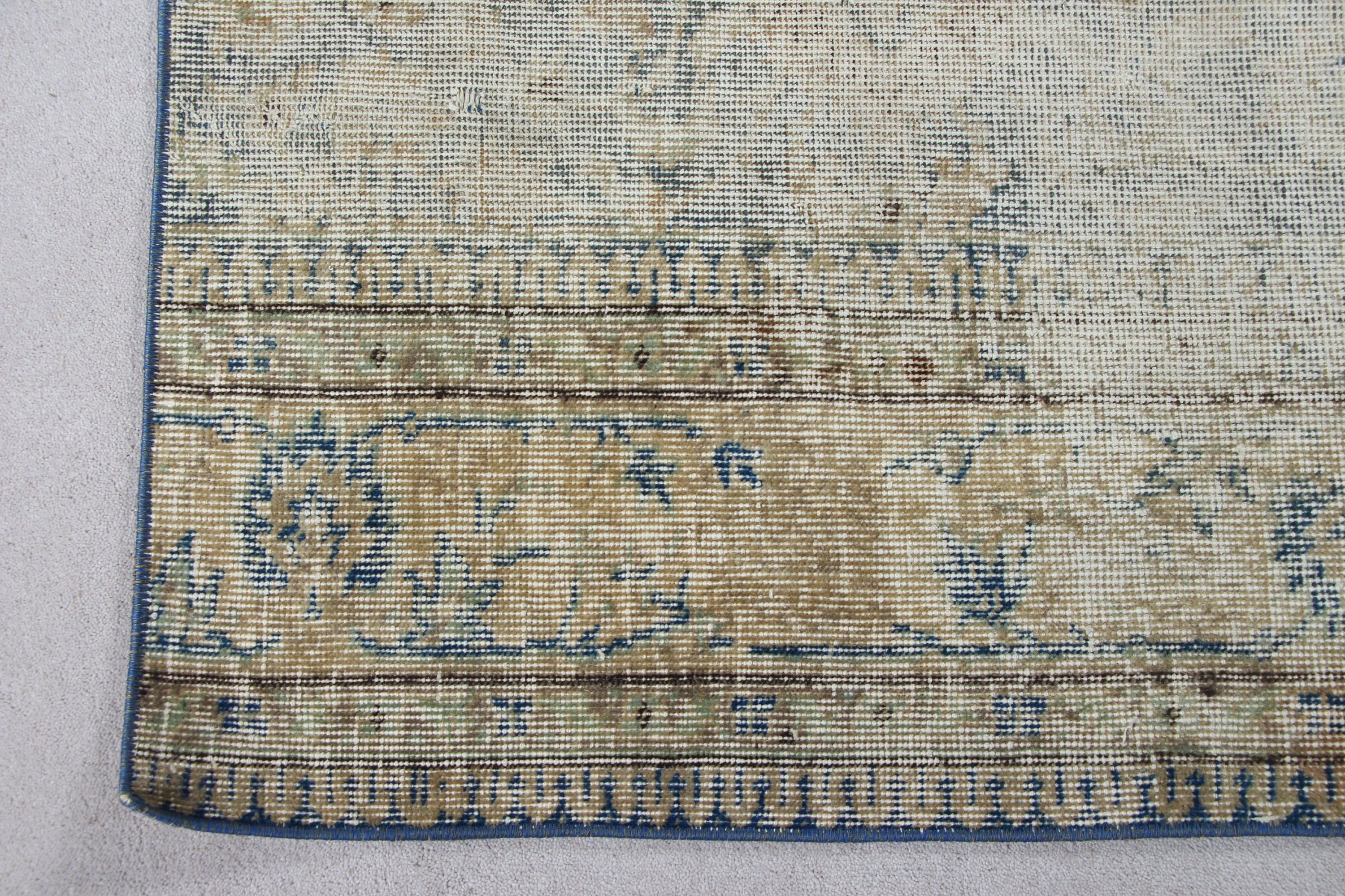 Rugs for Bedroom, Turkish Rug, 3.3x7 ft Accent Rug, Blue Antique Rugs, Vintage Decor Rug, Wool Rug, Vintage Rug, Kitchen Rugs, Nursery Rug