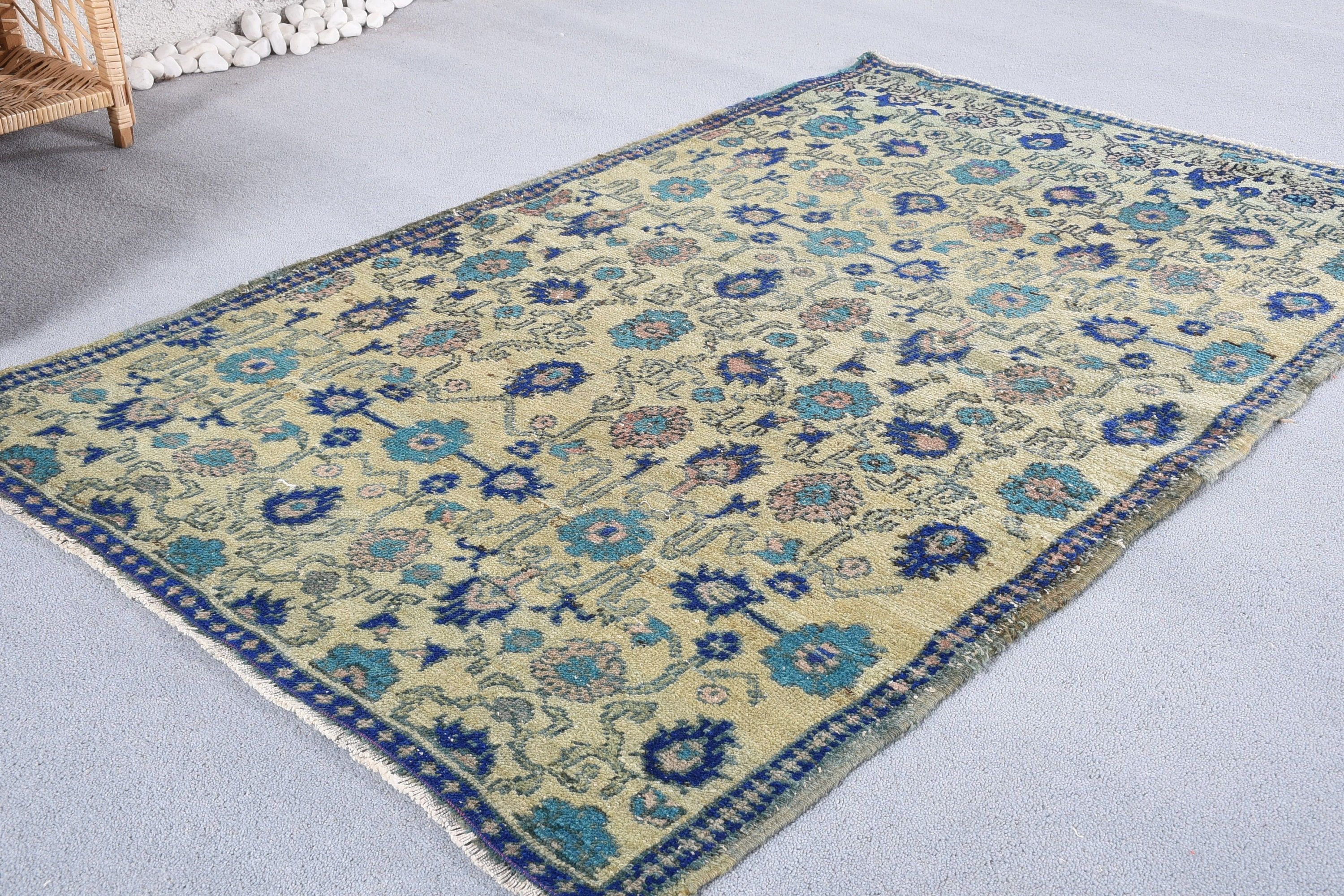 Bedroom Rugs, Nursery Rug, Rugs for Kitchen, Vintage Rug, 3.4x5.4 ft Accent Rug, Oriental Rug, Kitchen Rugs, Turkish Rug, Green Wool Rug